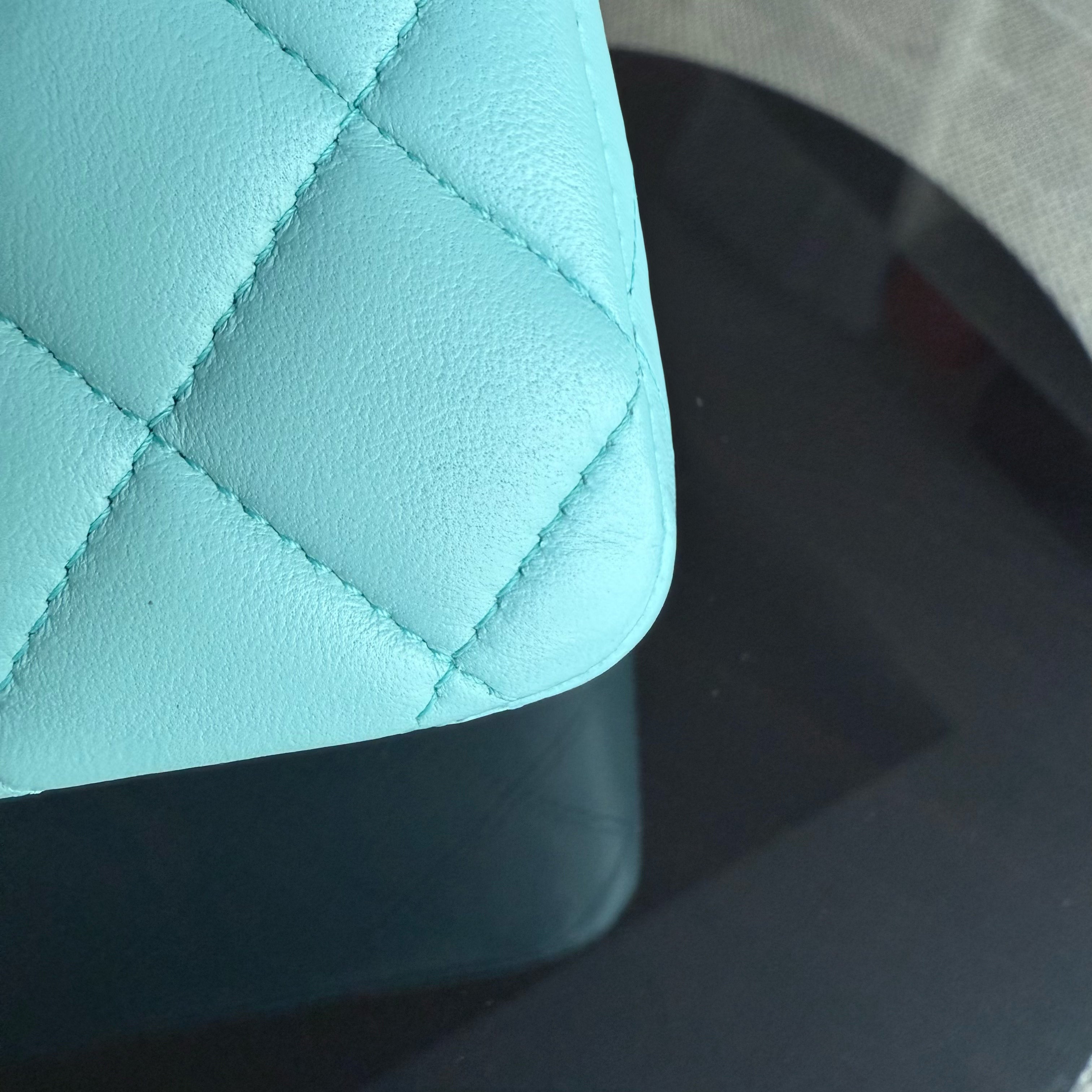 Chanel Classic Flap Medium - 25CM Quilted Lambskin Light Blue Silver Hardware Series 27