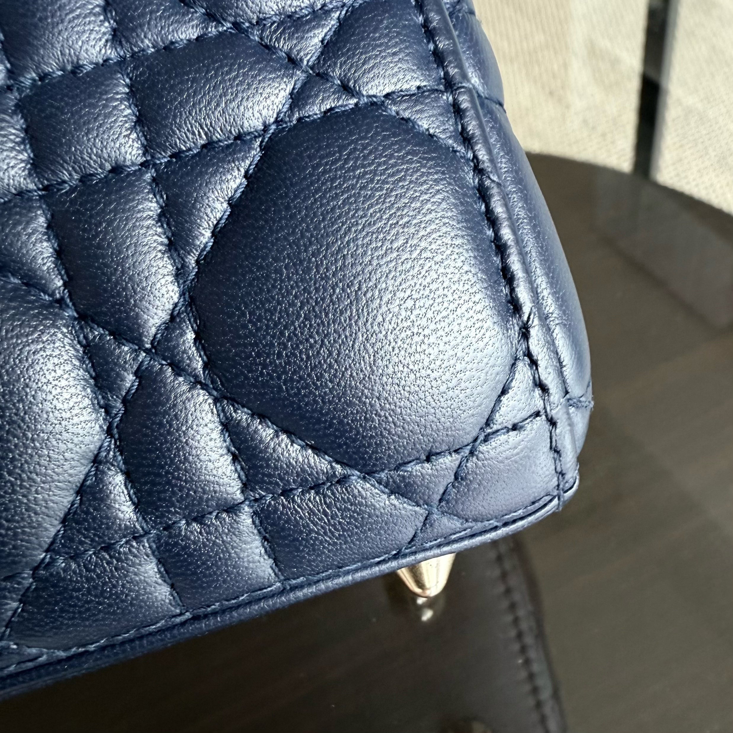 Dior Lady Small Flap - Cannage Lambskin Dark Blue Gold Hardware