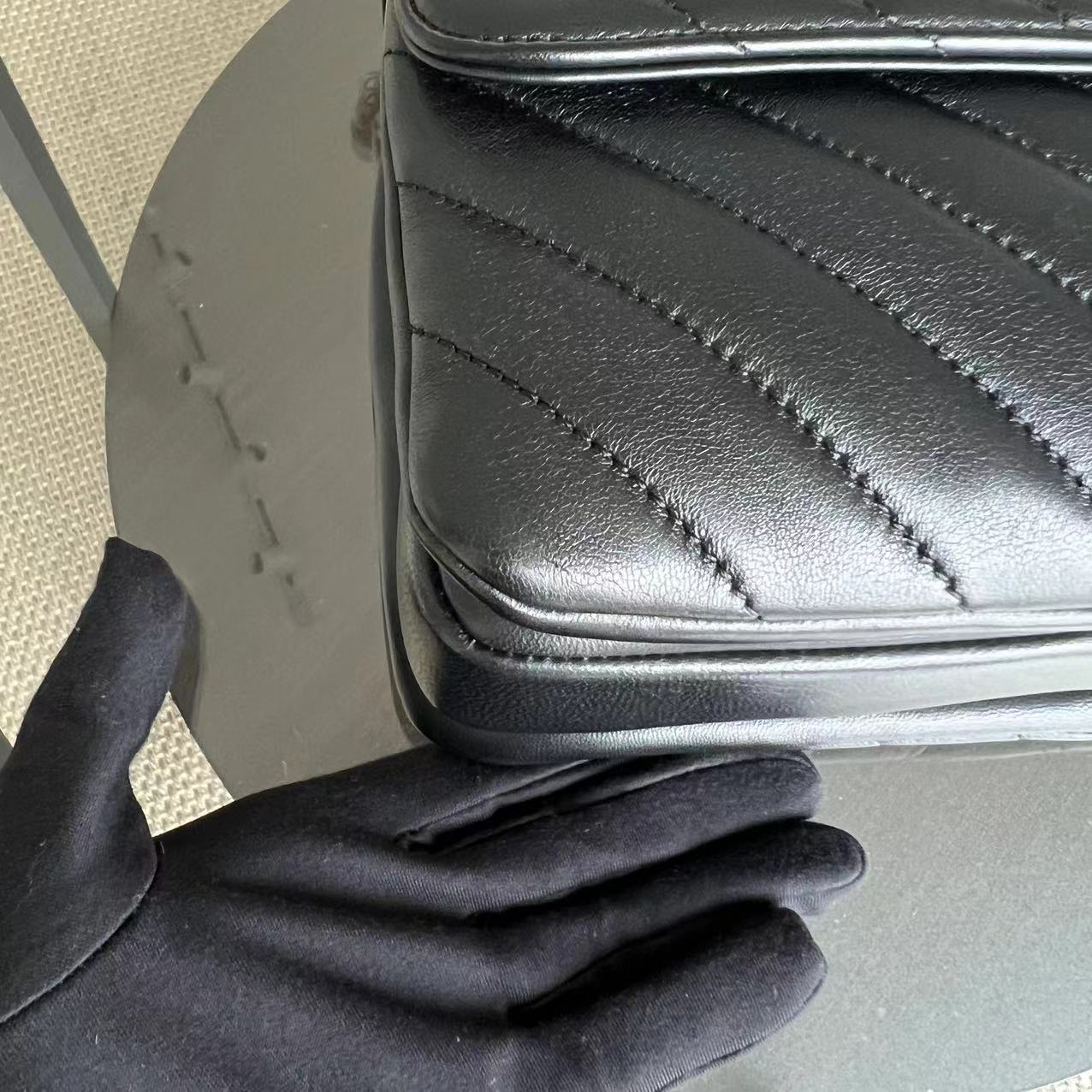 Trendy CC Small 25CM Chevron Lambskin Black Golden Hardware Series 26