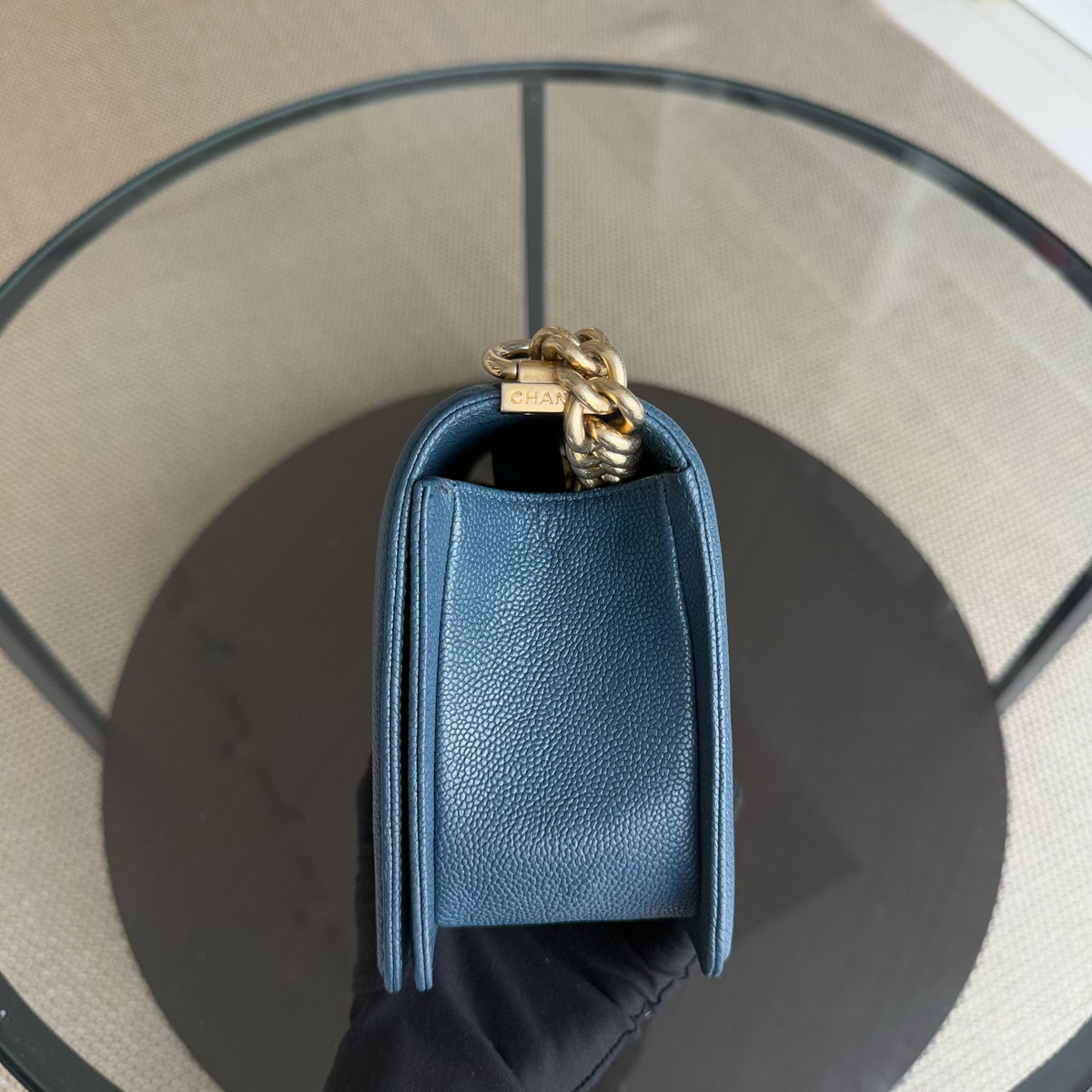 Chanel Boy Medium - Caviar 25CM Quilted Blue Gold Hardware Series 23 (Copy)