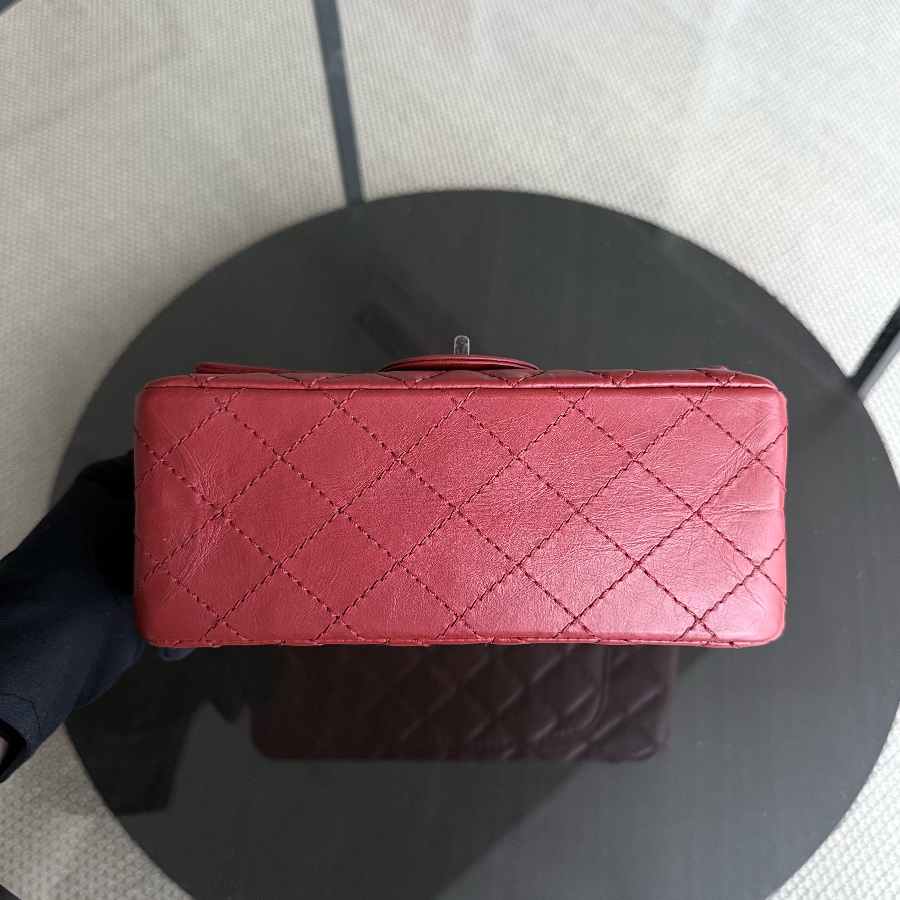 Chanel 2.55 Reissue Mini - 20CM Quilted Aged Calfskin Red Ruthenium Silver Hardware Series 16