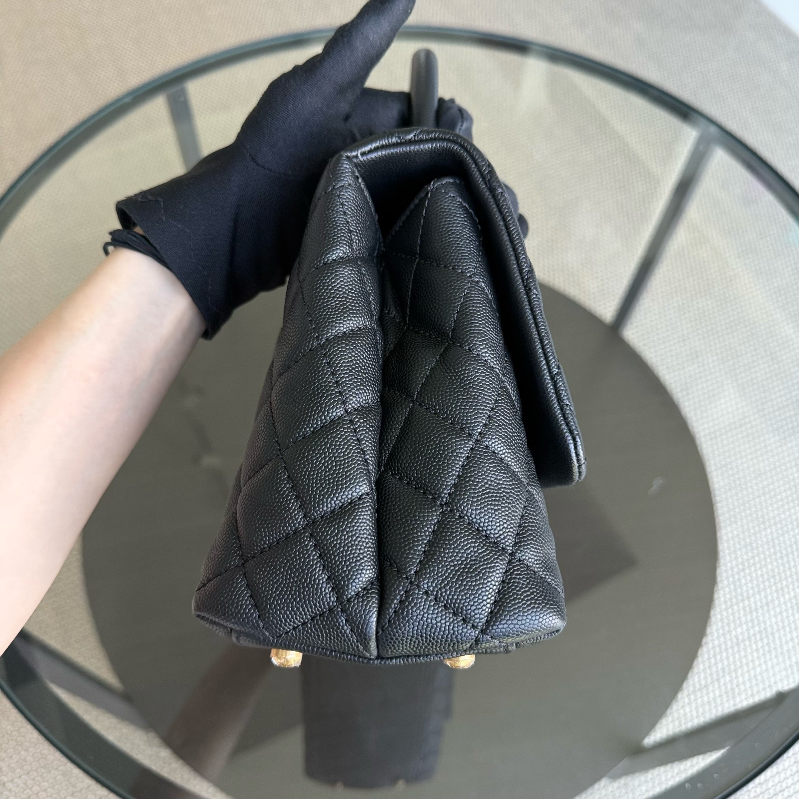 Chanel Coco Handle Medium - Caviar 29CM Quilted Black Gold Hardware Series 23