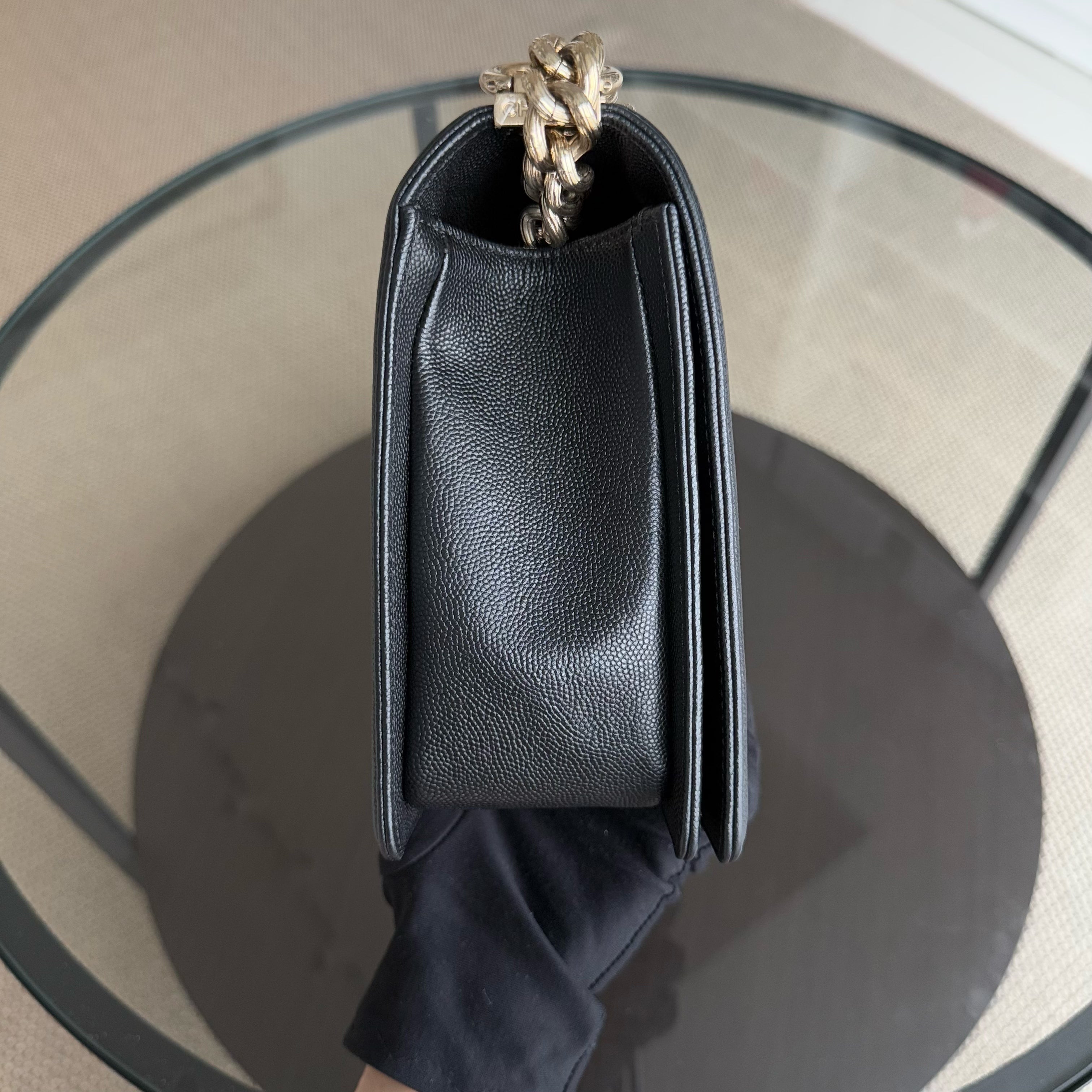 Chanel Boy New Medium - Caviar 28CM Quilted Black Gold Hardware Series 23