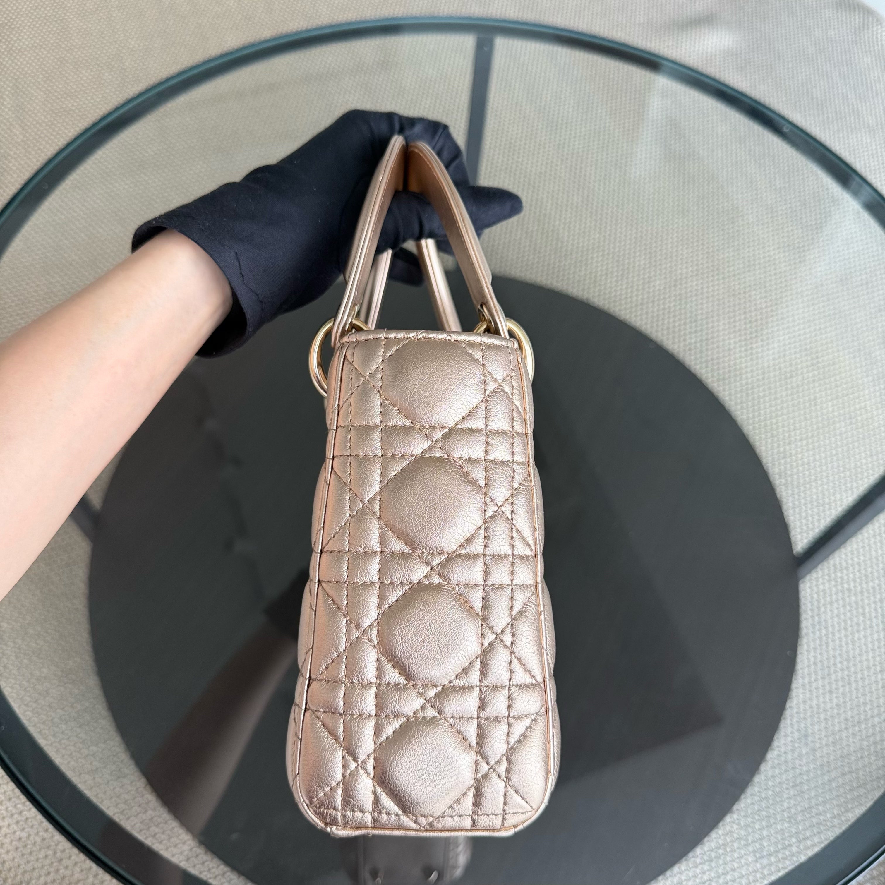 Dior Lady Small ABC - Cannage Lambskin MyABC Metallic Rose Gold Hardware