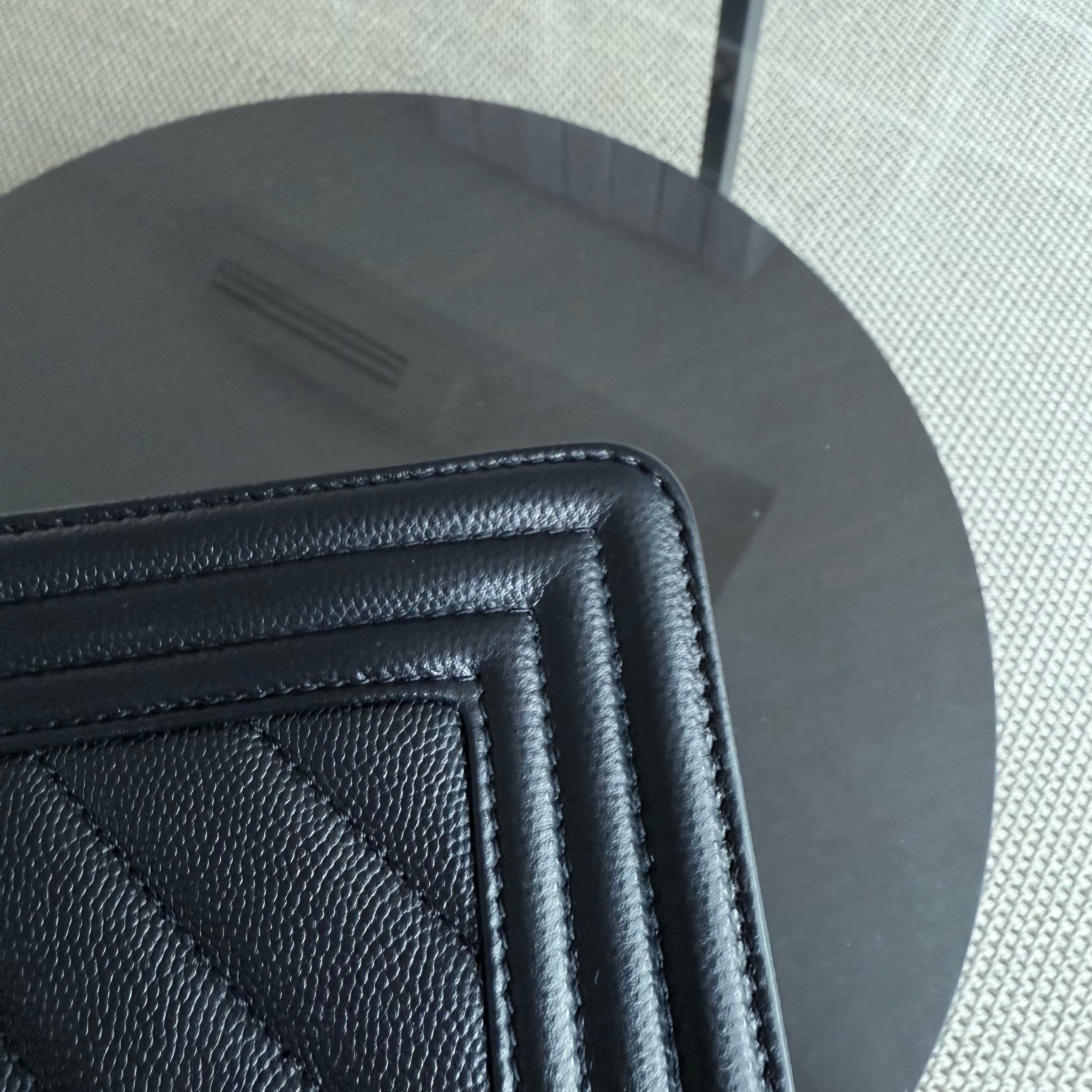 Chanel Boy Medium - Caviar 25CM Chevron Black Ruthenium Silver Hardware Series 24
