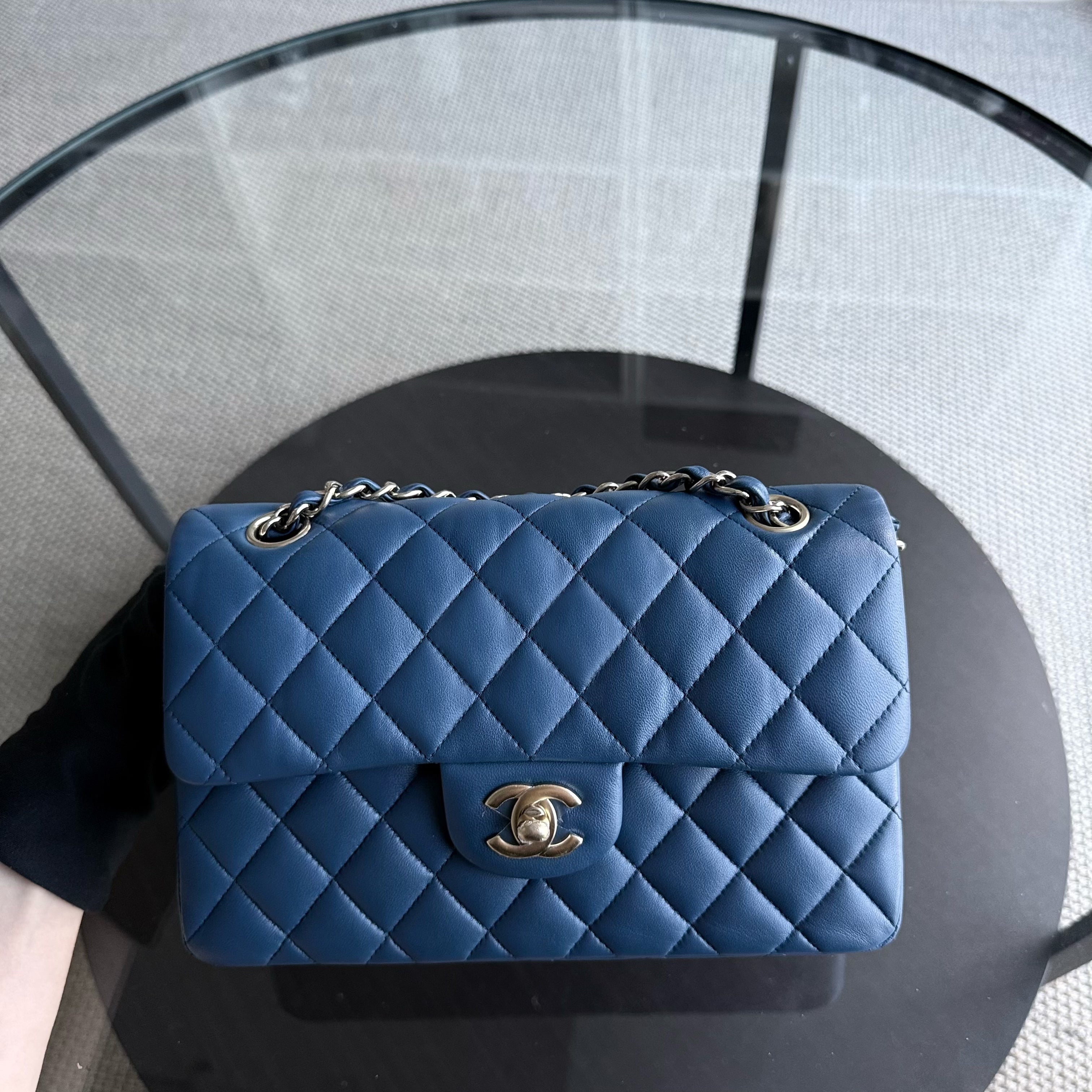 Chanel Classic Flap Small - 23CM Quilted Lambskin Blue Gold Hardware Series 25