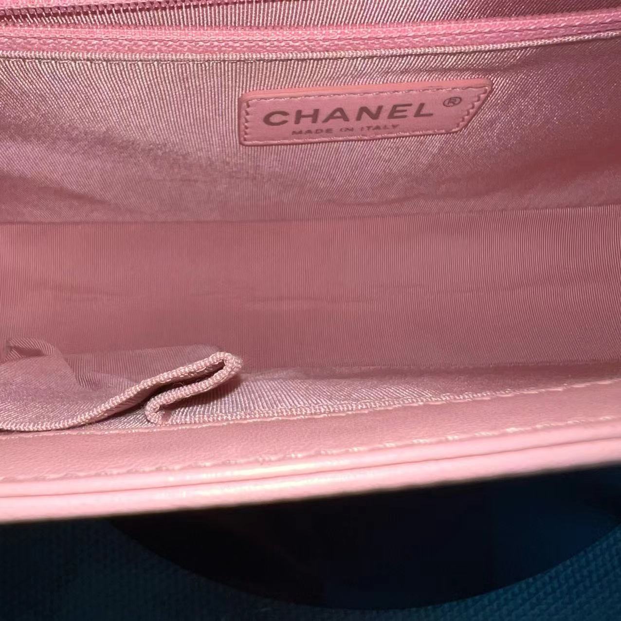 Boy New Medium 28CM Quilted Lambskin Sakura Pink Leboy Ruthenium Silver Hardware Series 20