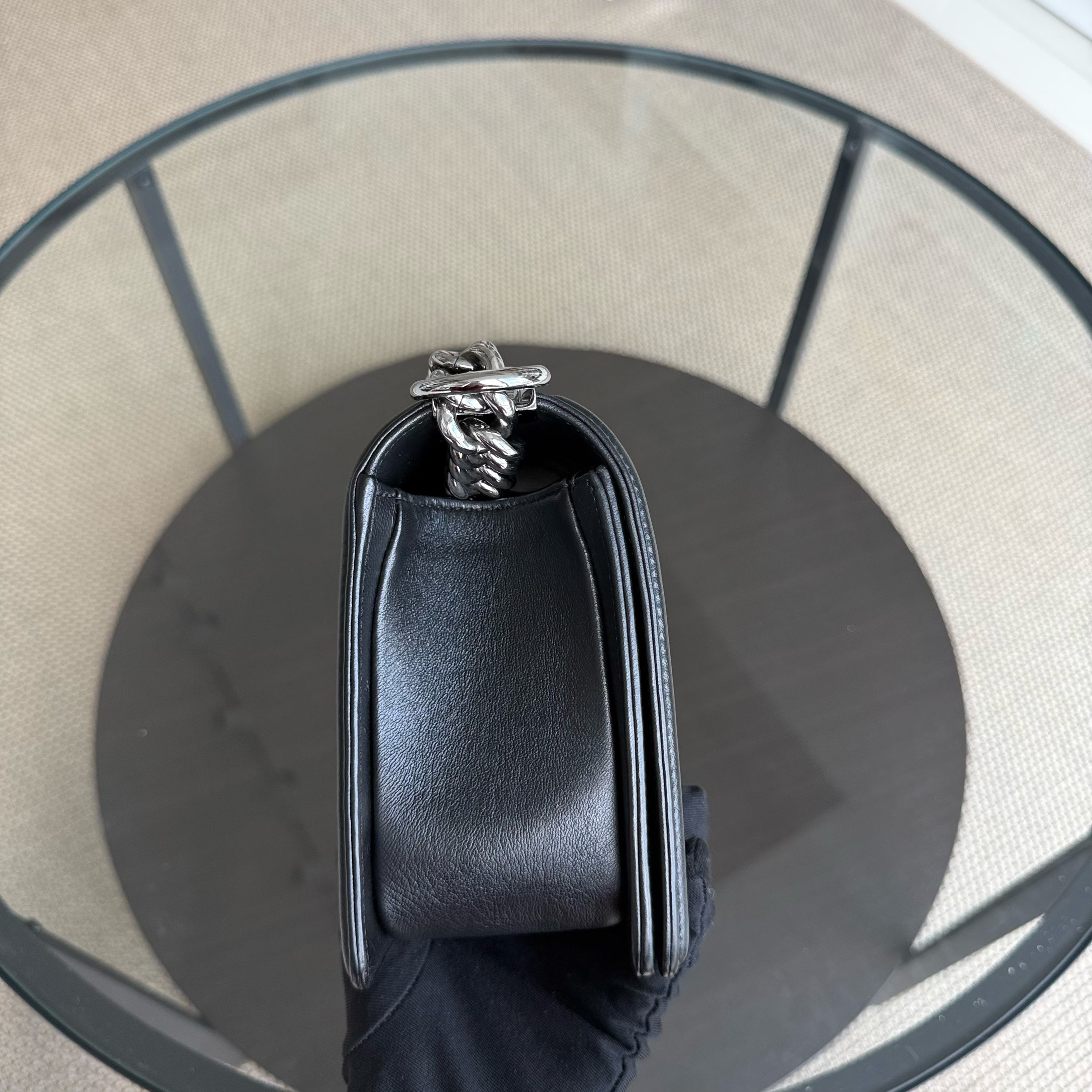 Chanel Boy Medium - 25CM Quilted Calfskin Black Dark Silver Hardware Series 25