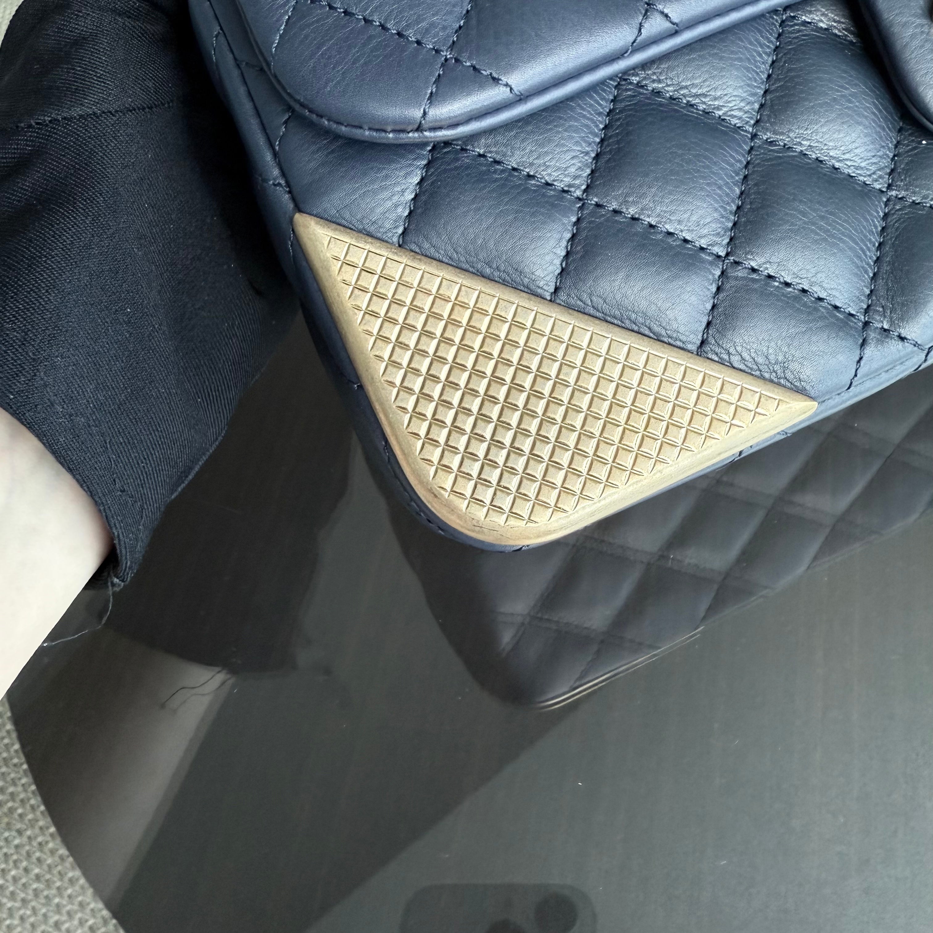 Chanel Classic Flap Rock The Corner - 25CM Calfskin Quilted Dark Blue Gold Hardware Series 24