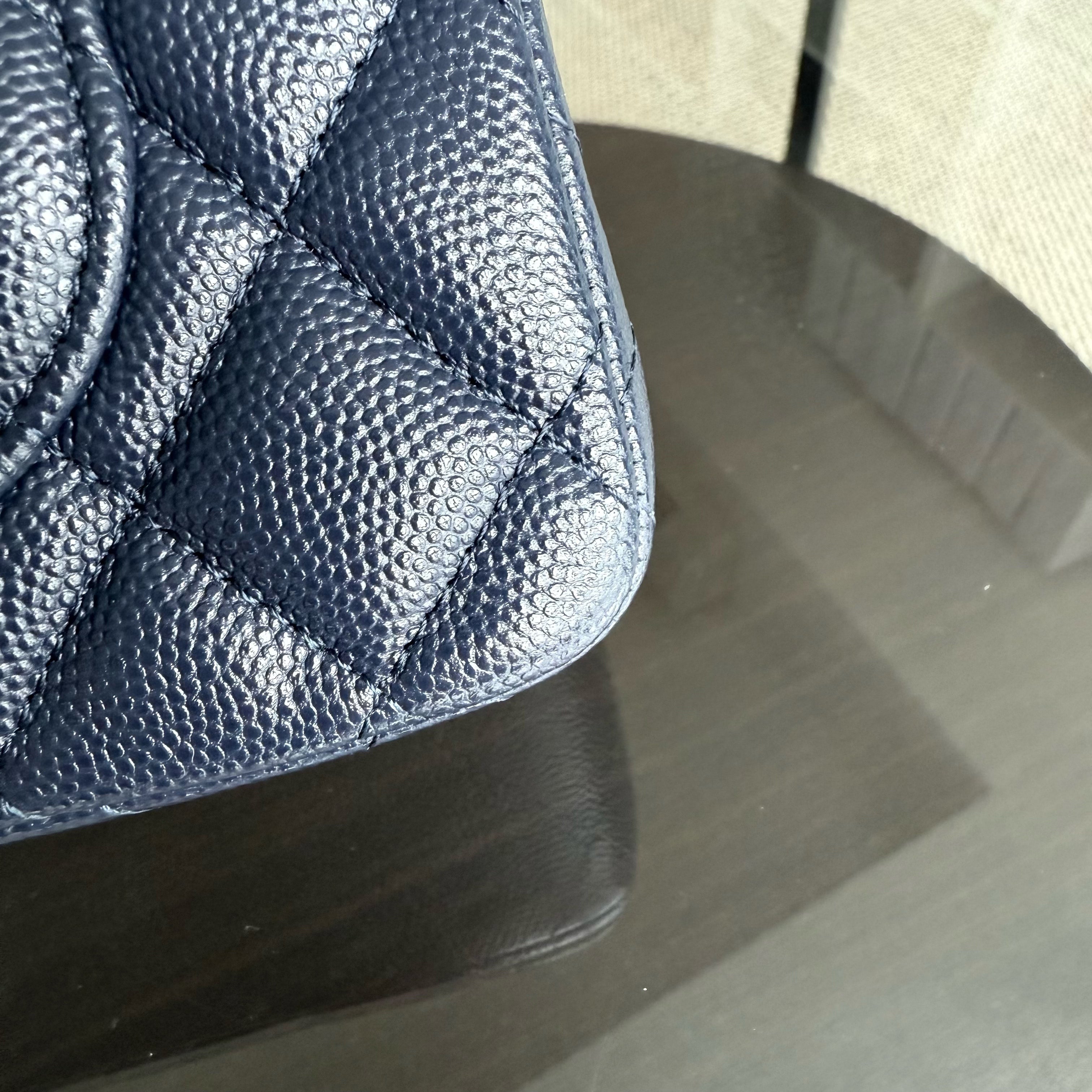Chanel Classic Flap Small - Caivar 23CM Quilted Midnight Blue Gold Hardware Series 29