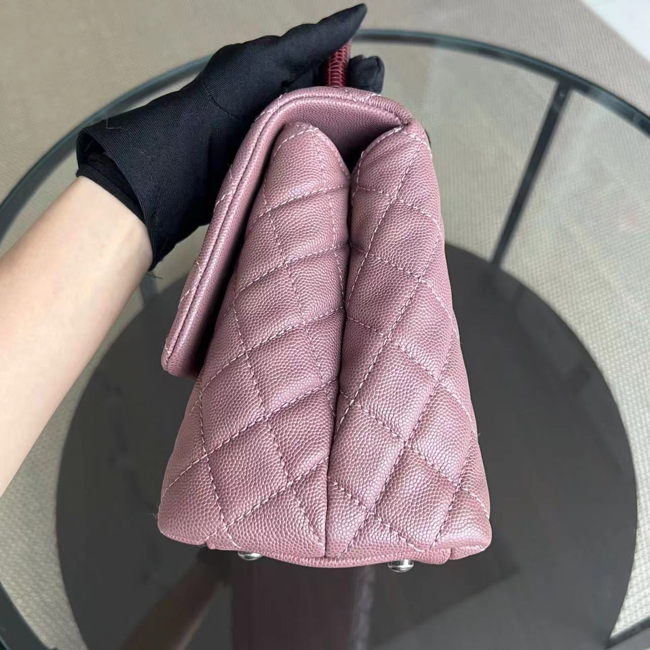 Chanel Coco Handle - Medium Pink Lizard Handle Silver Hardware Series 23