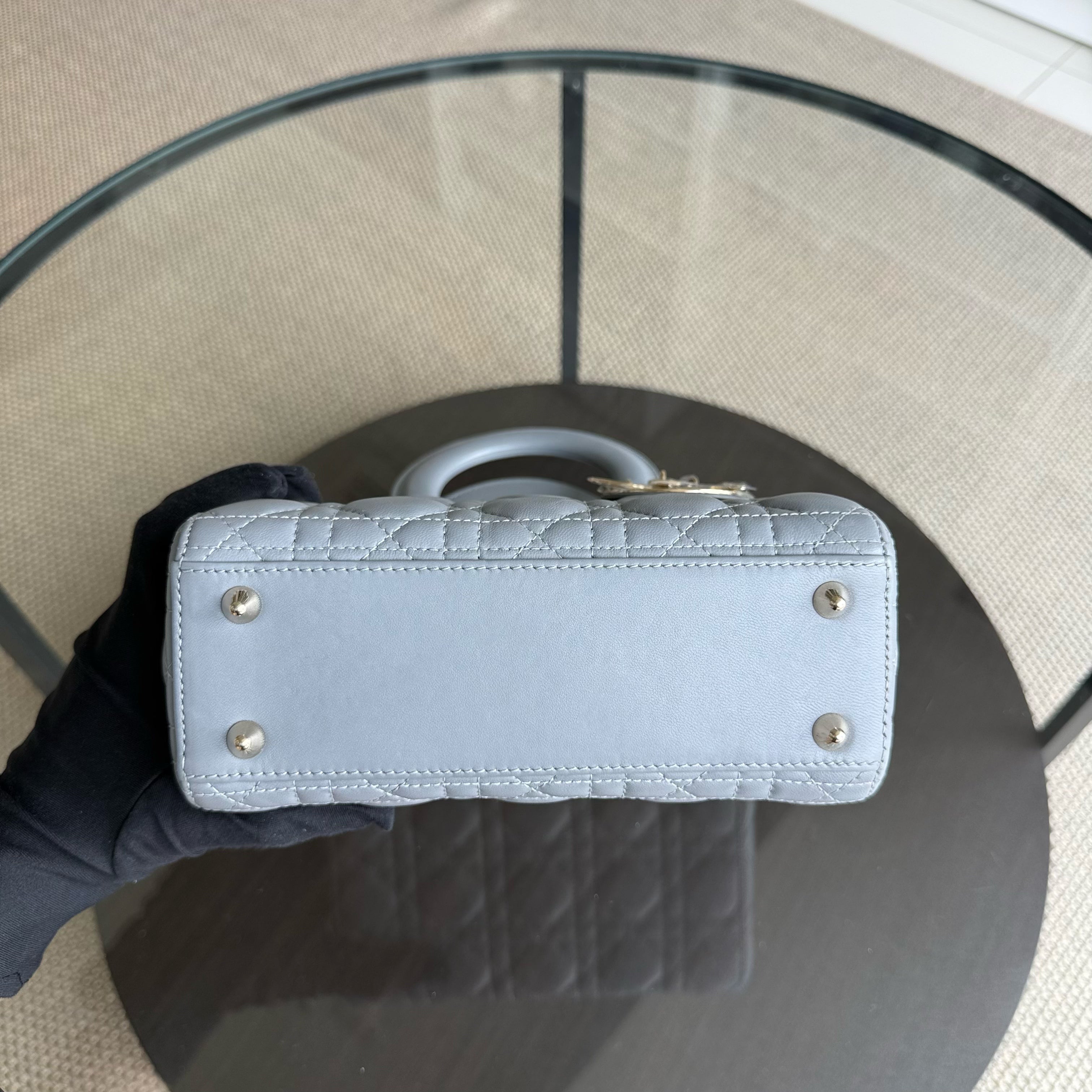 Dior Lady Flap ABC Small - Cannage Lambskin Grey Gray Gold Hardware MyABC