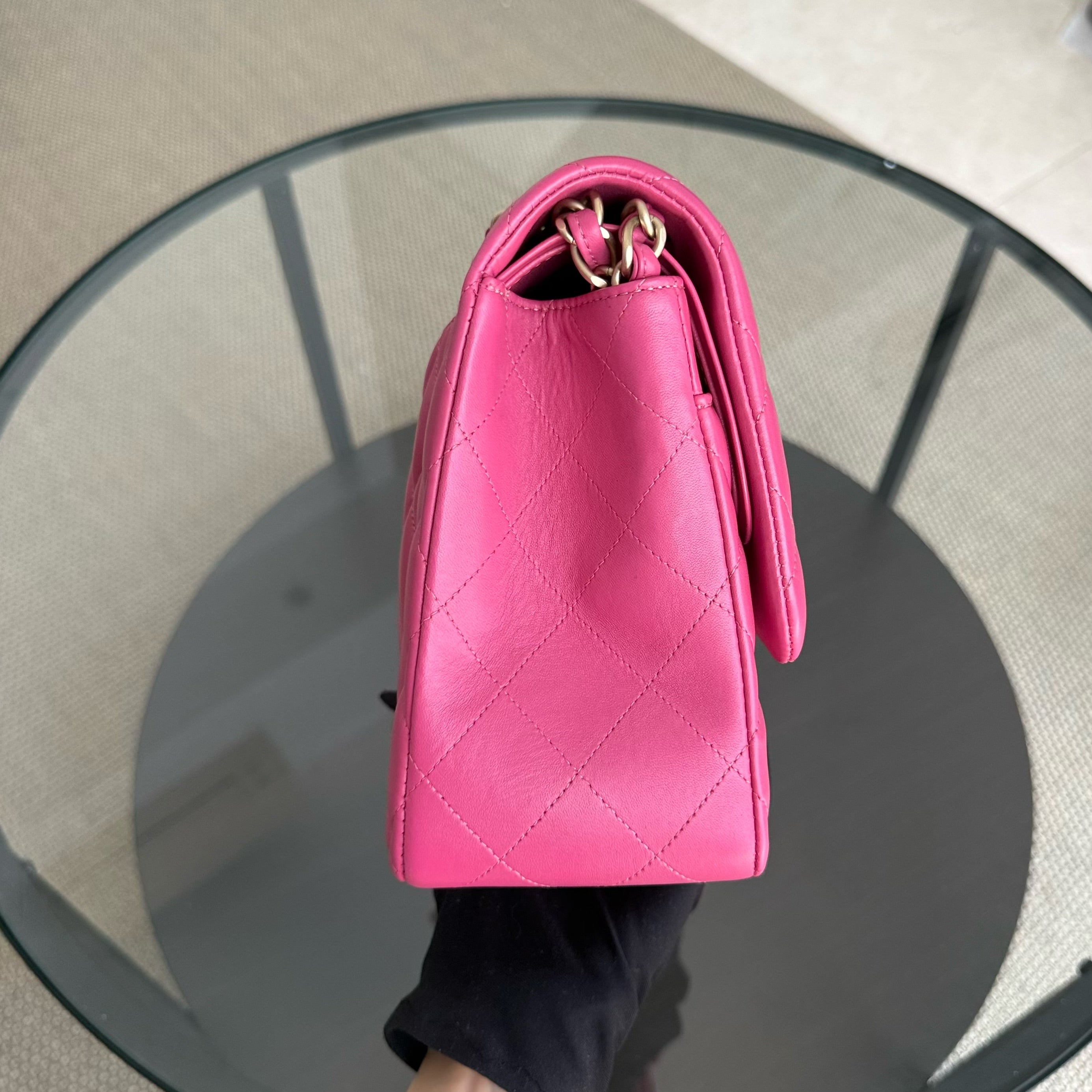 Chanel Classic Flap Jumbo - Double Flap 30CM Quilted Lambskin Pink Gold Hardware Series 17