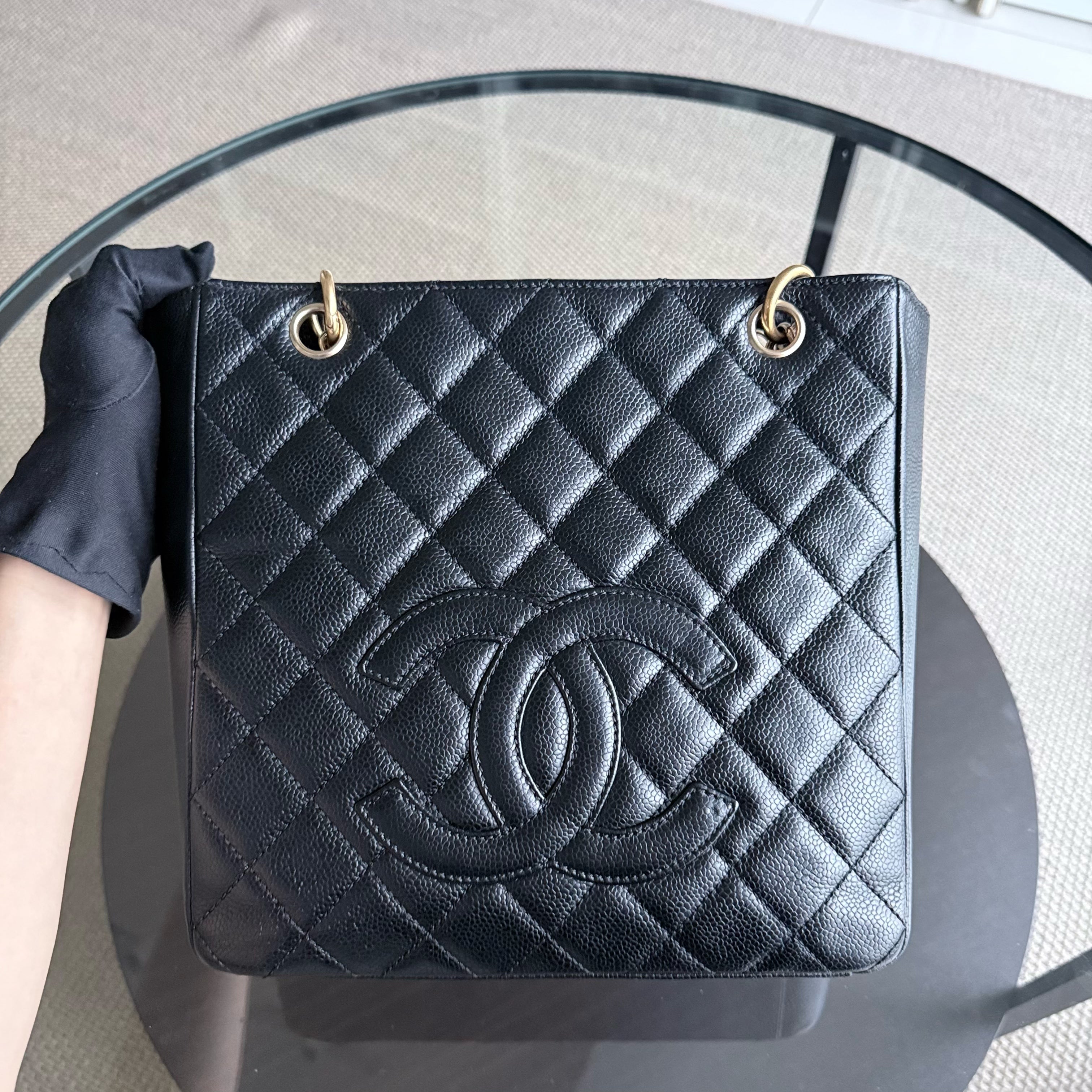 Chanel PST Petite Shopping Tote - Caviar Quilted Grained Calfskin Black Gold Hardware Series 11
