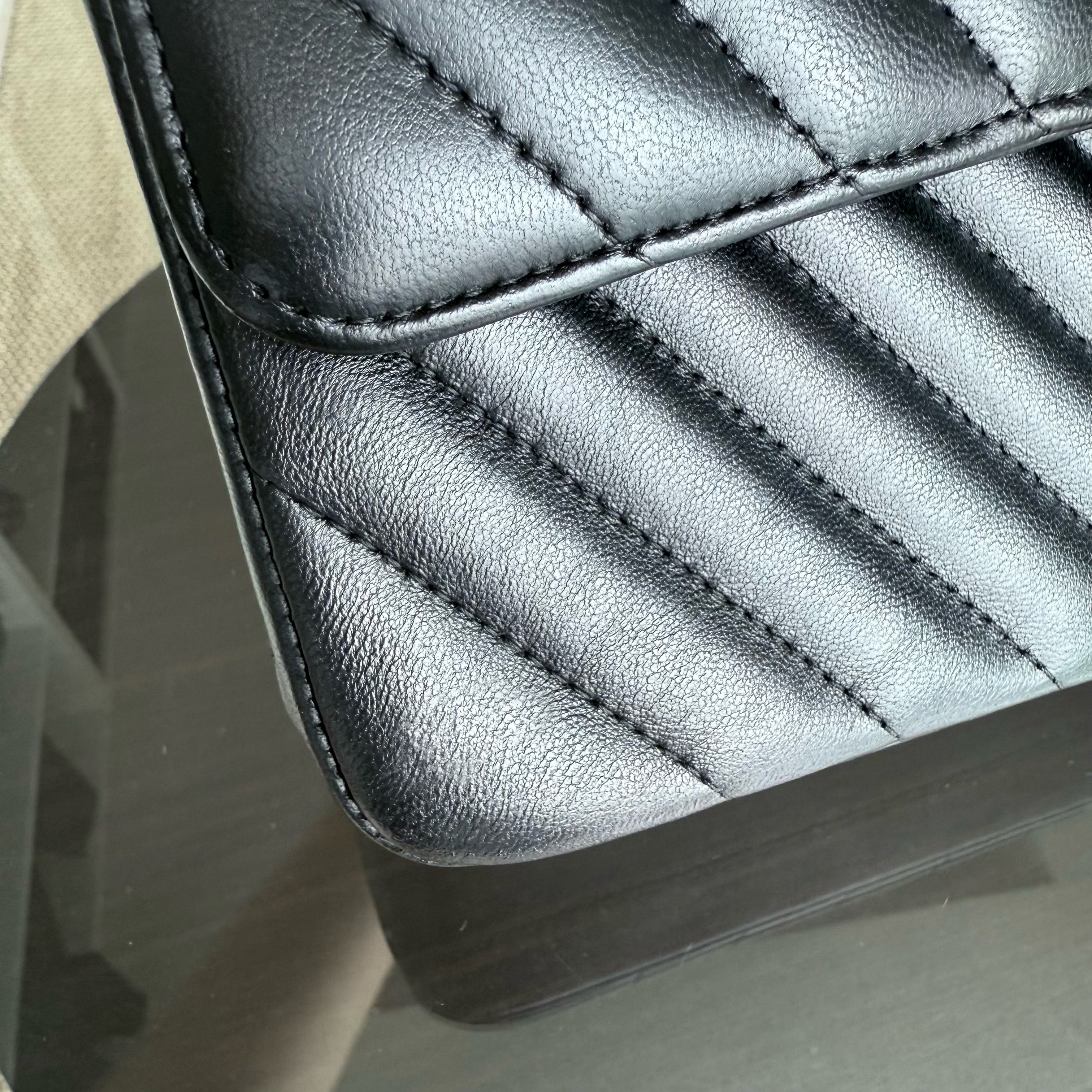 Chanel Classic Flap Medium - 25CM Chevron Lambskin Black Gold Hardware Series 23