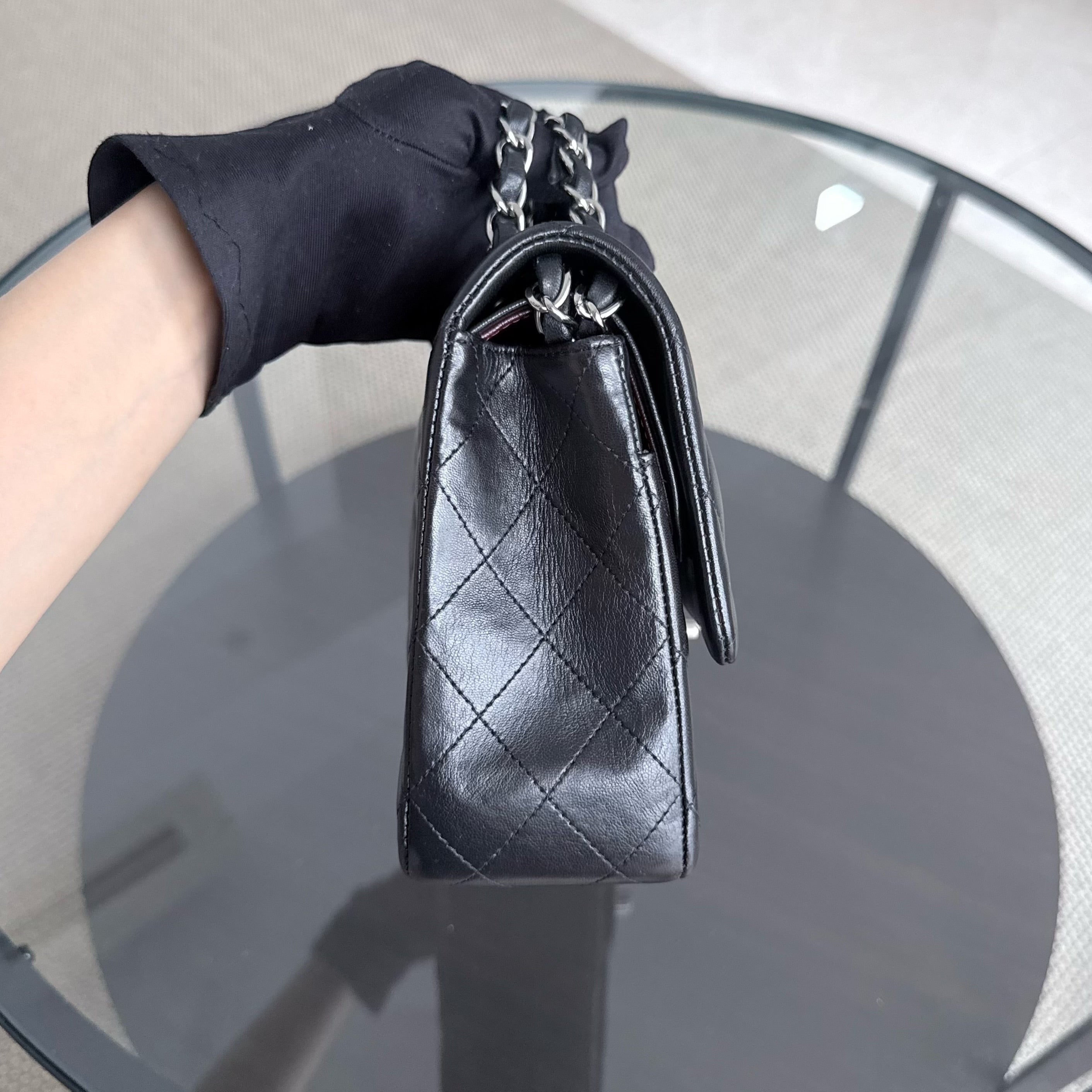 Chanel Classic Flap Medium - 25CM Quilted Lambskin Black Silver Hardware Series 16