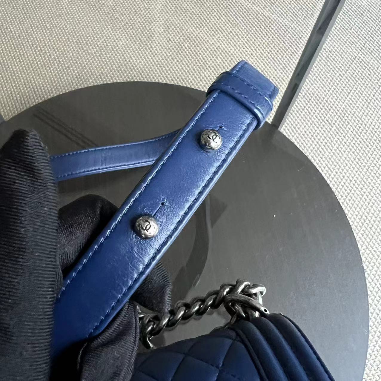 Chanel Boy Small - Quilted Lambskin Dark Blue Ruthenium Silver Hardware Series 21