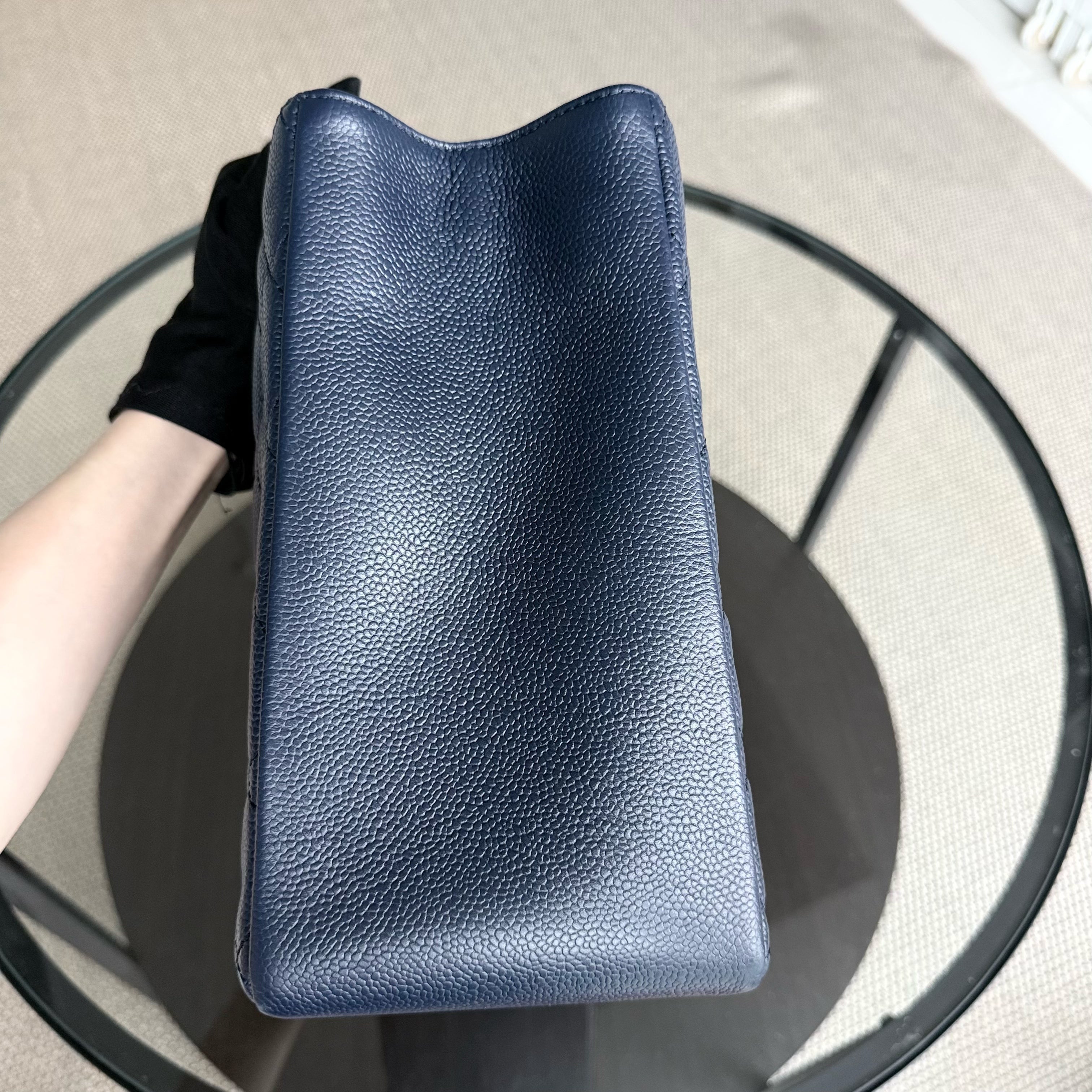 Chanel GST Grand Shopping Tote - Caviar Quilted Dark Blue Gold Hardware Series 19