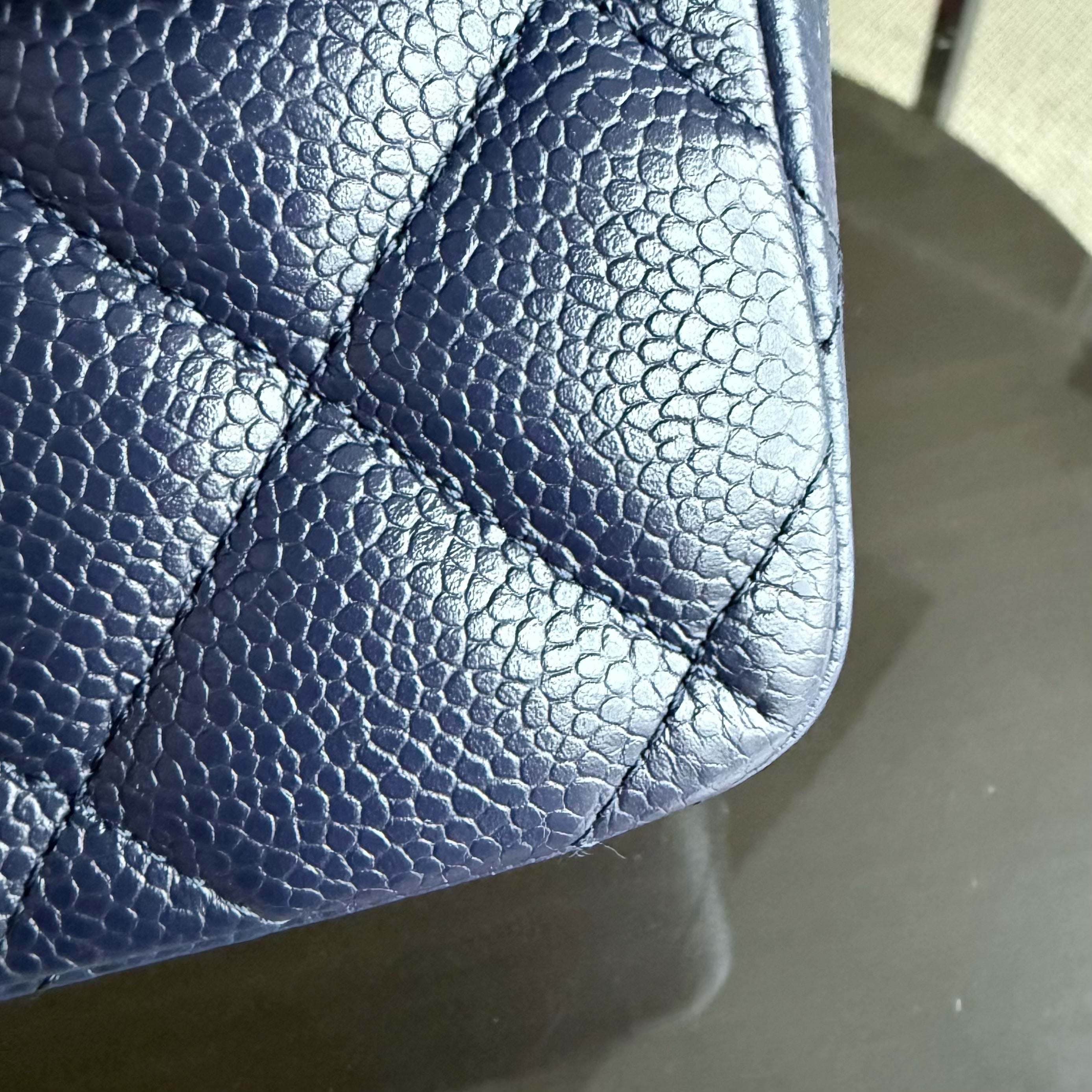 Chanel Classic Flap Jumbo - Caviar Double Flap 30CM Quilted Grained Calfskin Dark Blue Silver Hardware Series 19