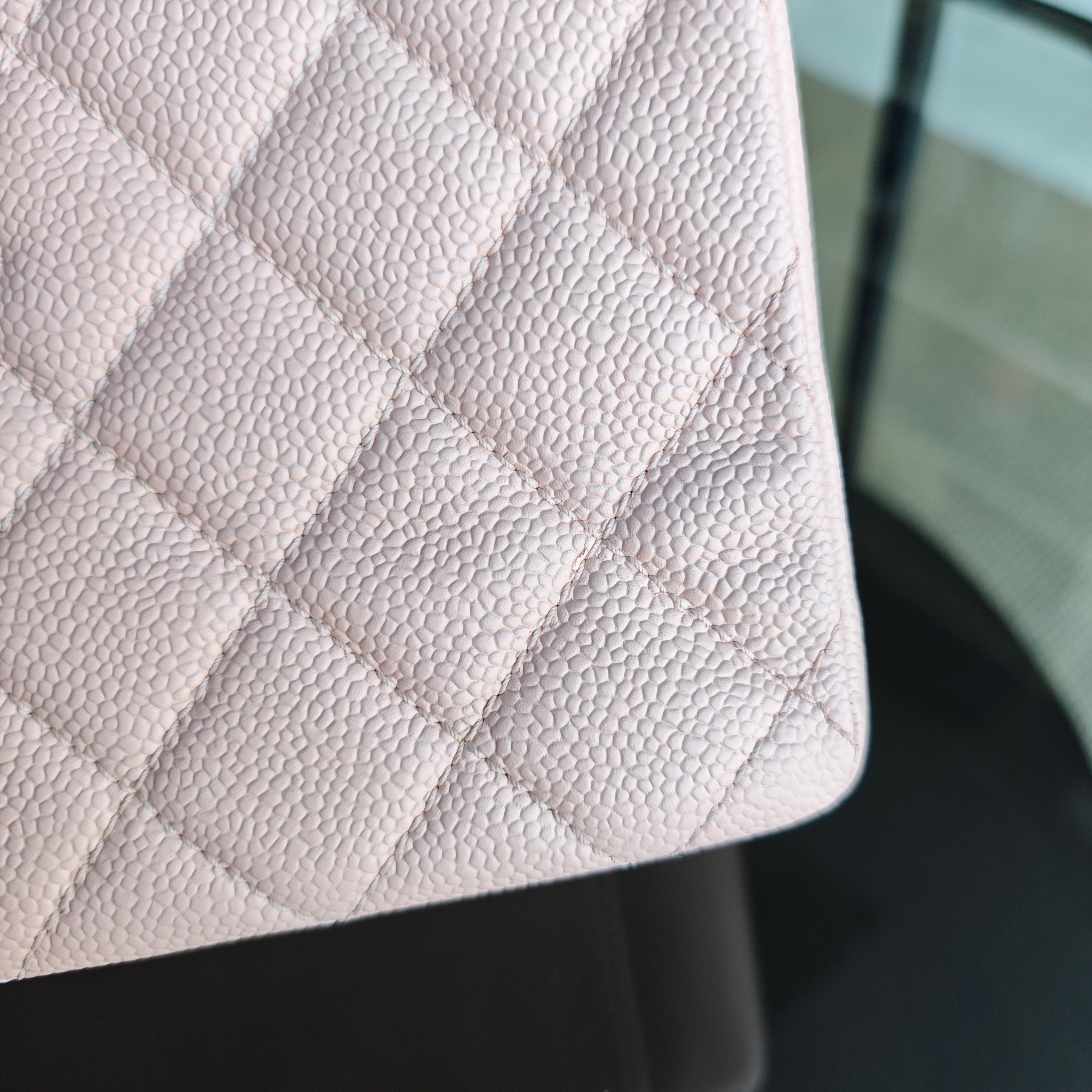 Chanel GST Grand Shopping Tote - Caviar Quilted Grained Calfskin Sakura Pink Silver Hardware Series 17