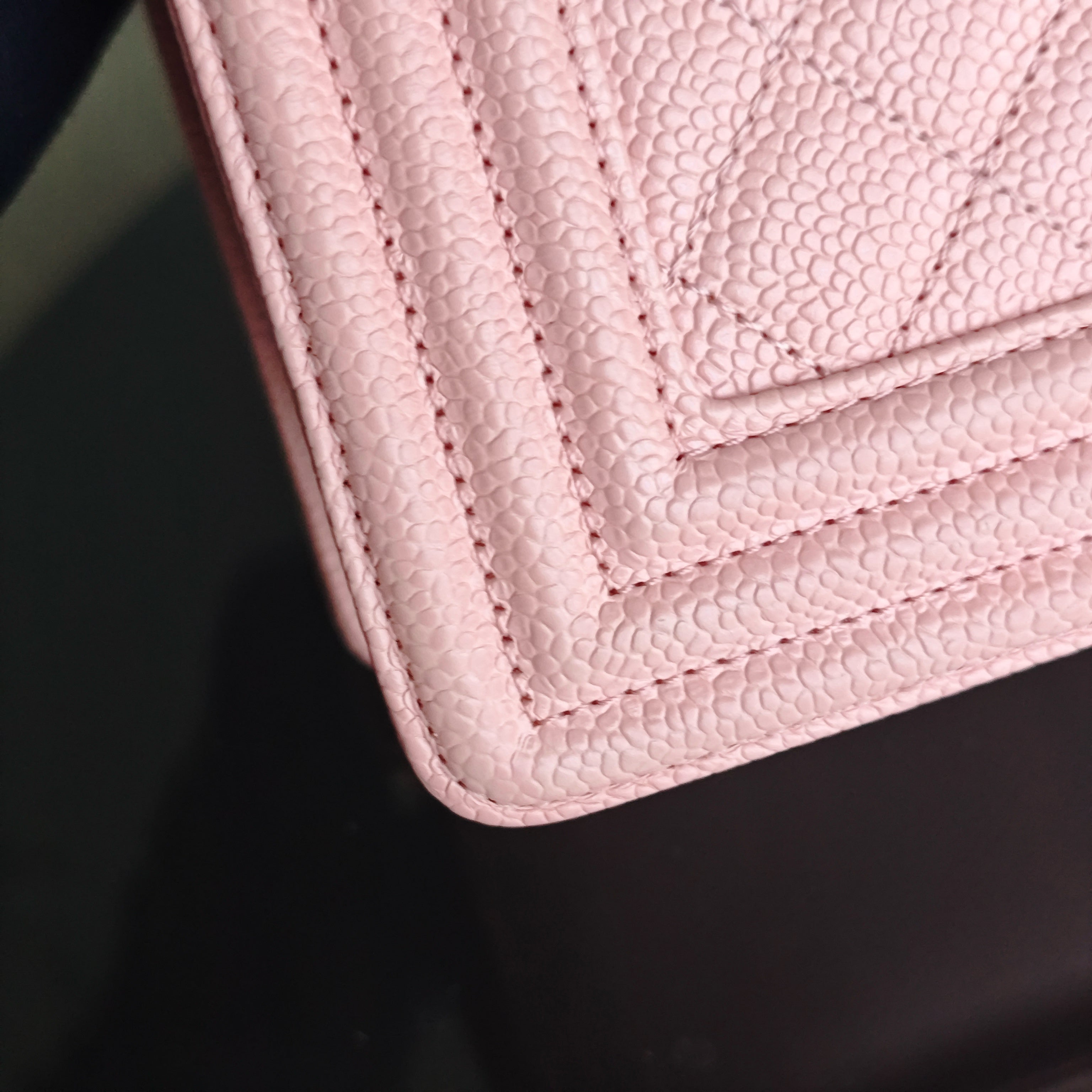 Chanel Boy Medium - Caviar 25CM Quilted Light Pink Gold Hardware Series 29