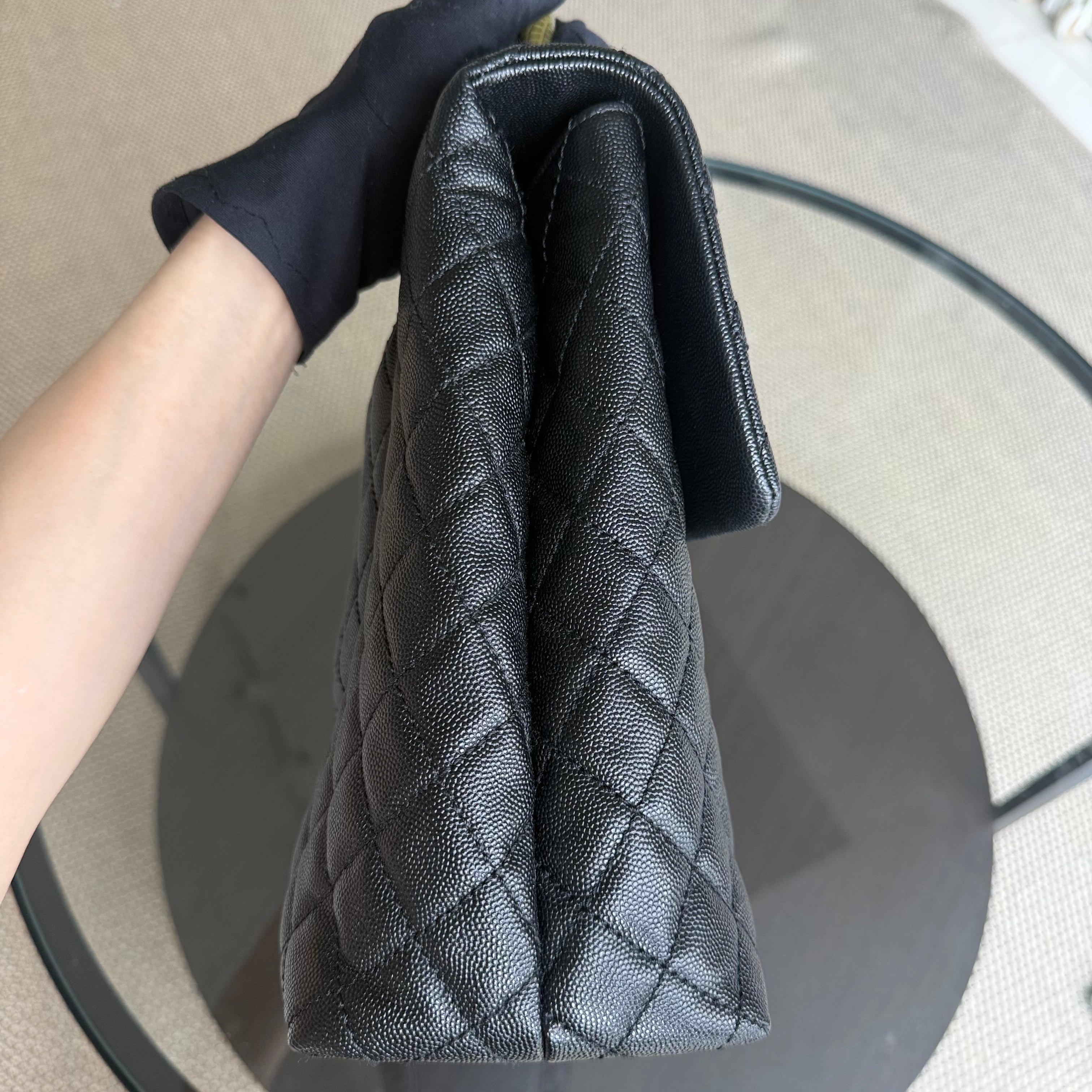 Chanel Coco Handle Large - Caviar 34CM Quilted Black Ruthenium Silver Hardware Series 23