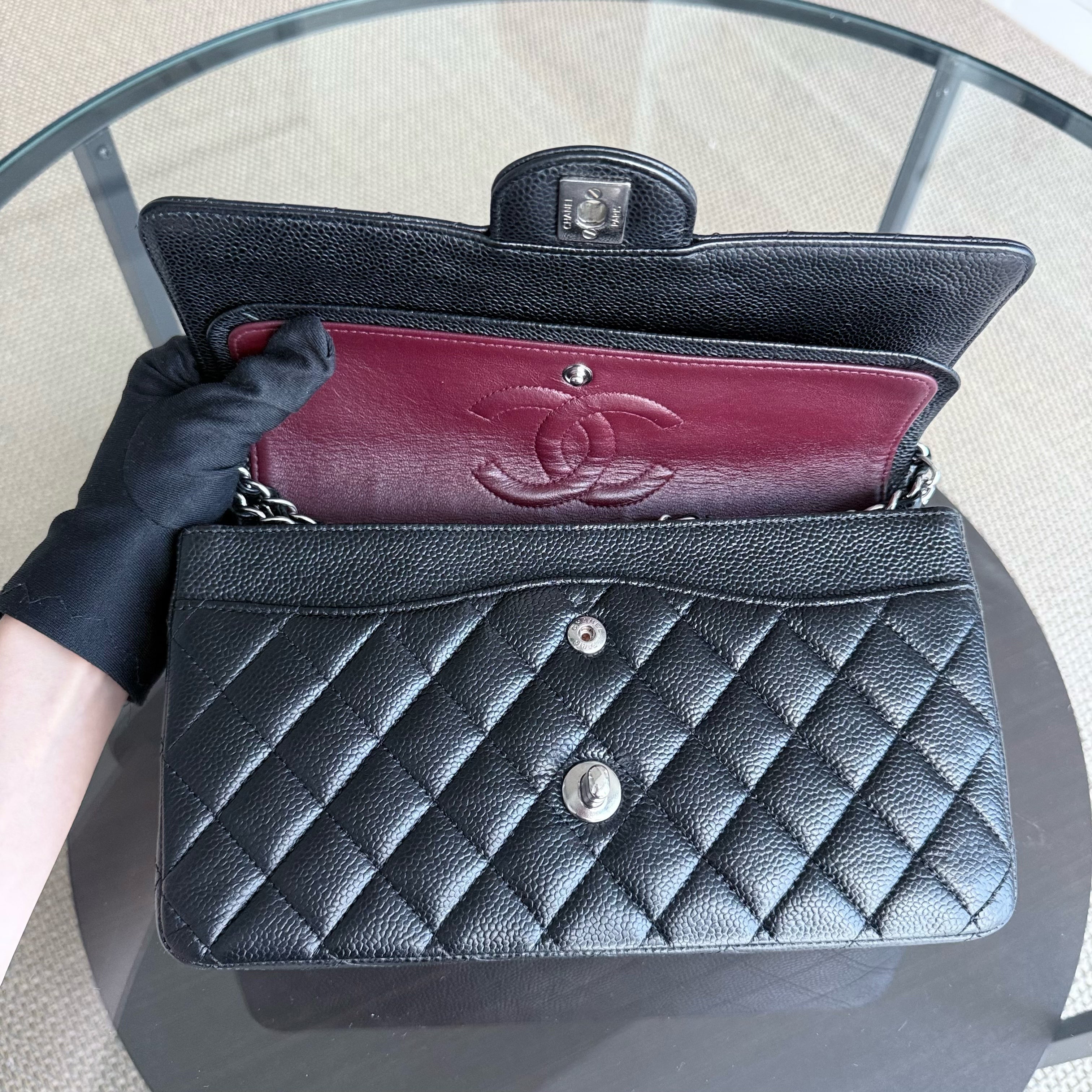 Chanel Classic Flap Medium - Caviar 25CM Quilted Black Silver Hardware Series 18