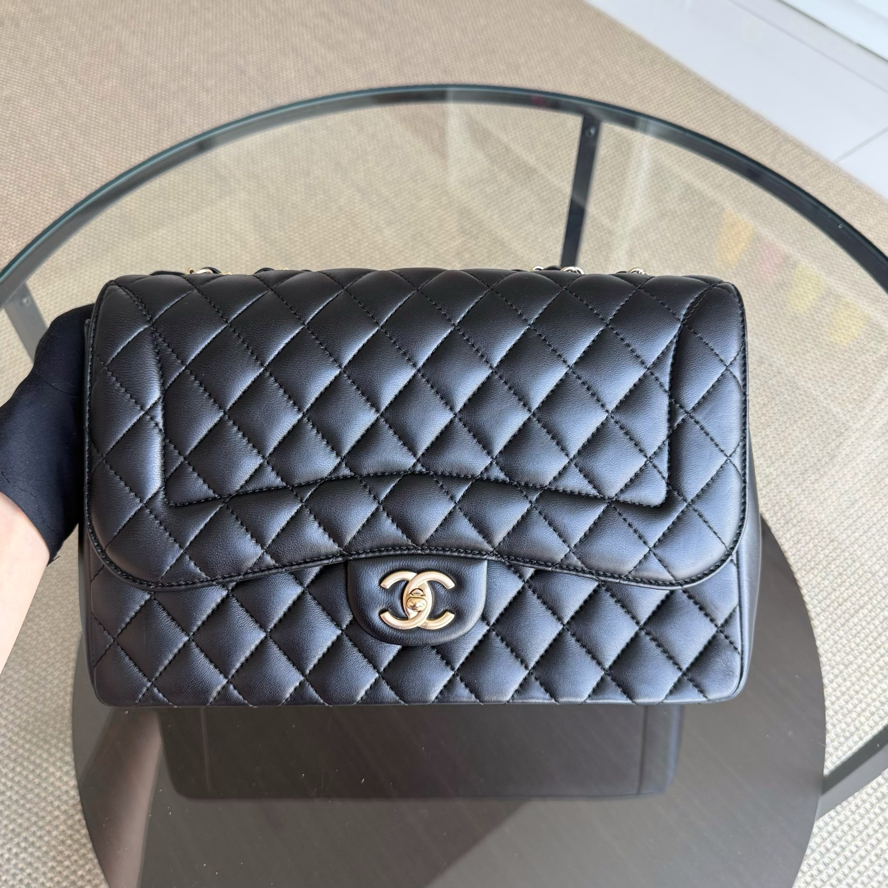 Chanel Chic Flap Jumbo Mademoiselle Quilted Lambskin Black Golden Hardware Series 21