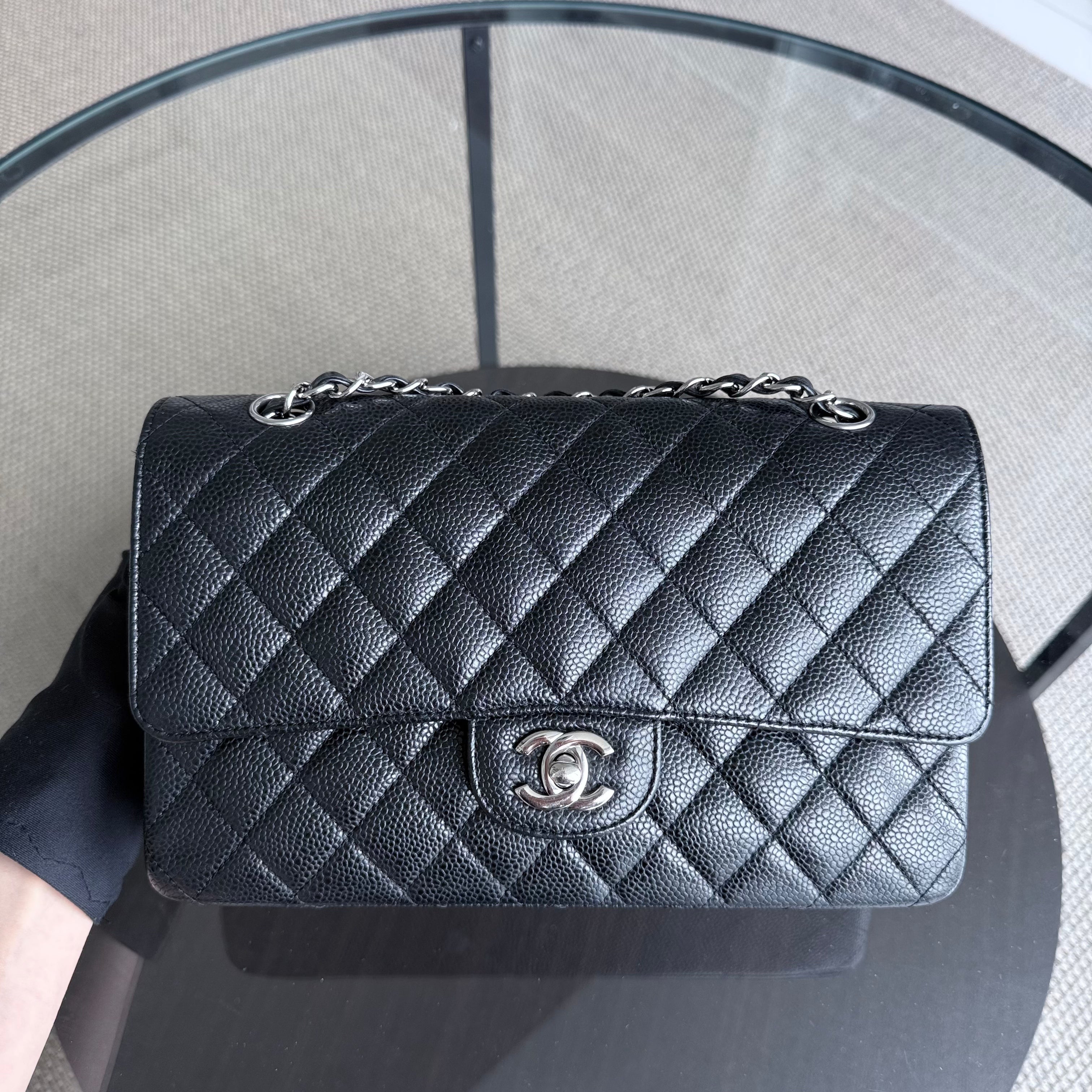 Chanel Classic Flap Medium - Caviar 25CM Quilted Black Silver Hardware Series 14