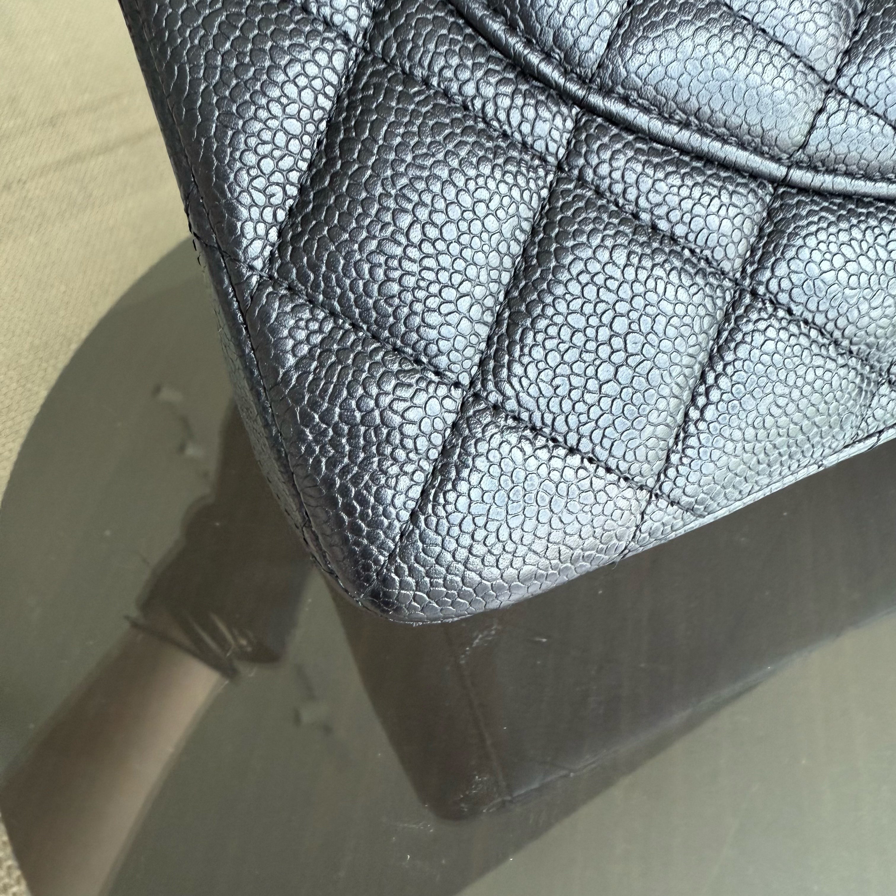 Chanel Classic Flap Maxi - Caviar 33CM Single Flap Quilted Black Silver Harware Series 13