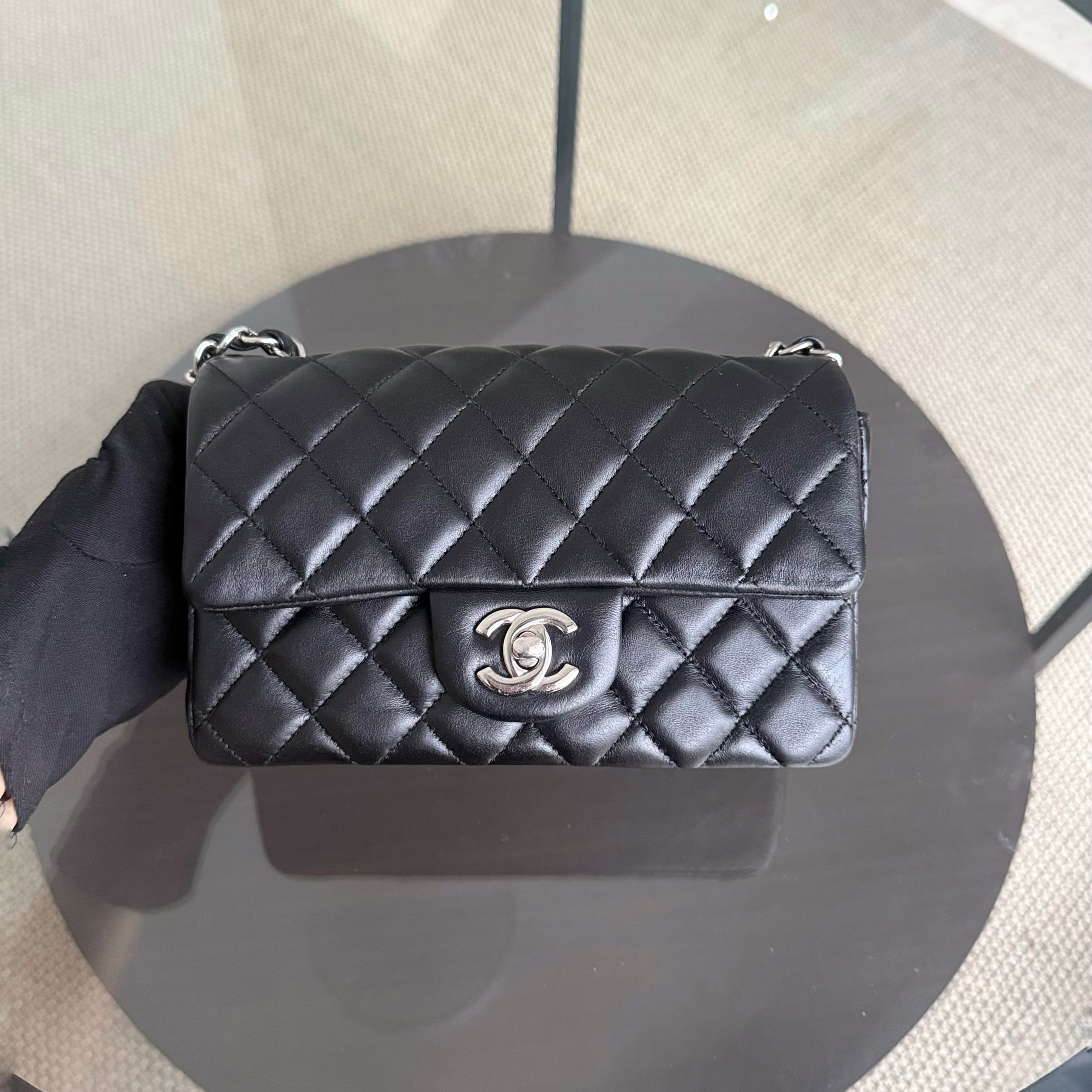 Chanel Classic Flap Mini - 20CM Quilted Lambskin Black Silver Hardware Series 24