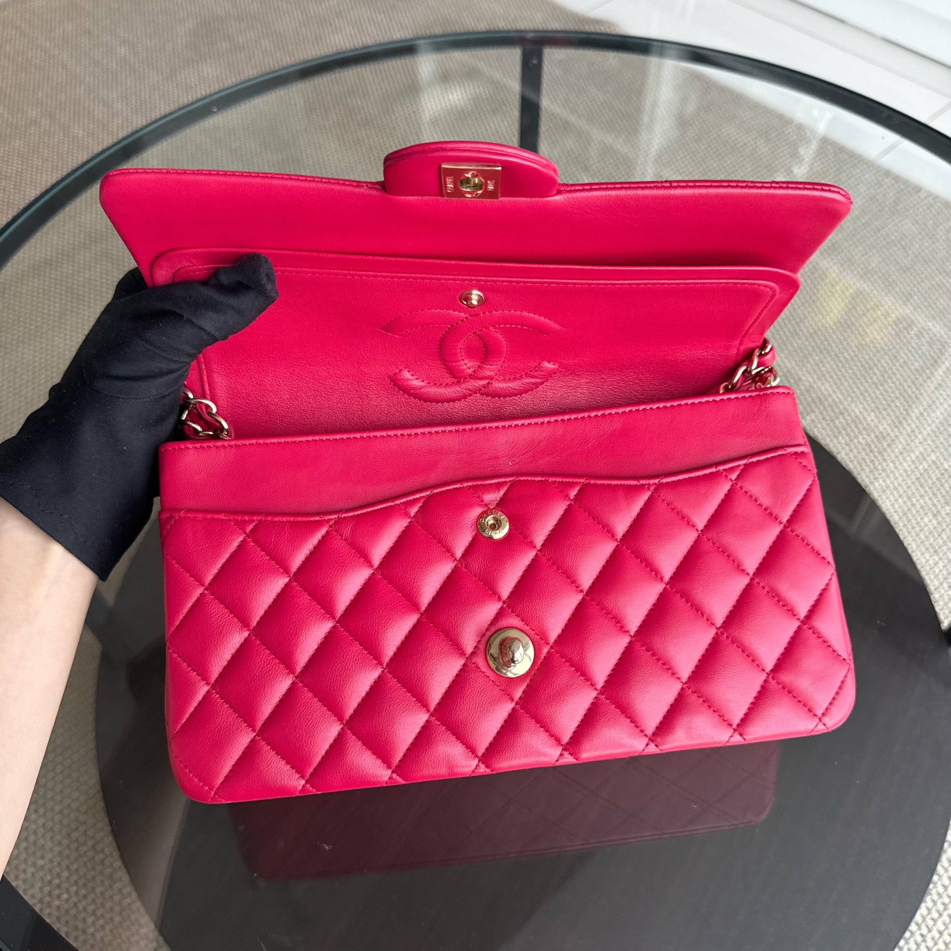 Chanel Classic Flap Medium - Quilted Lambskin 25CM Red Gold Hardware Series 21