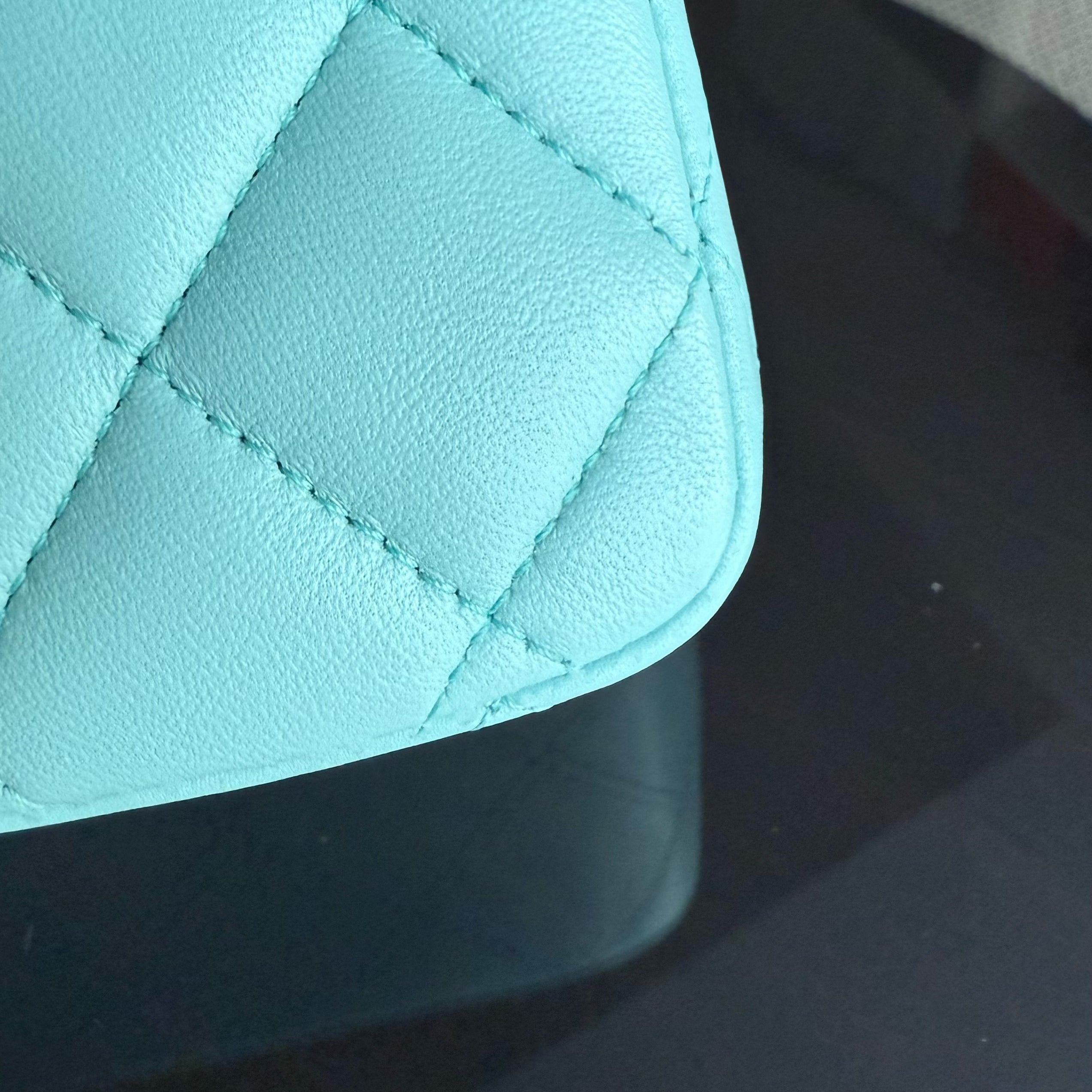 Chanel Classic Flap Medium - 25CM Quilted Lambskin Light Blue Silver Hardware Series 27