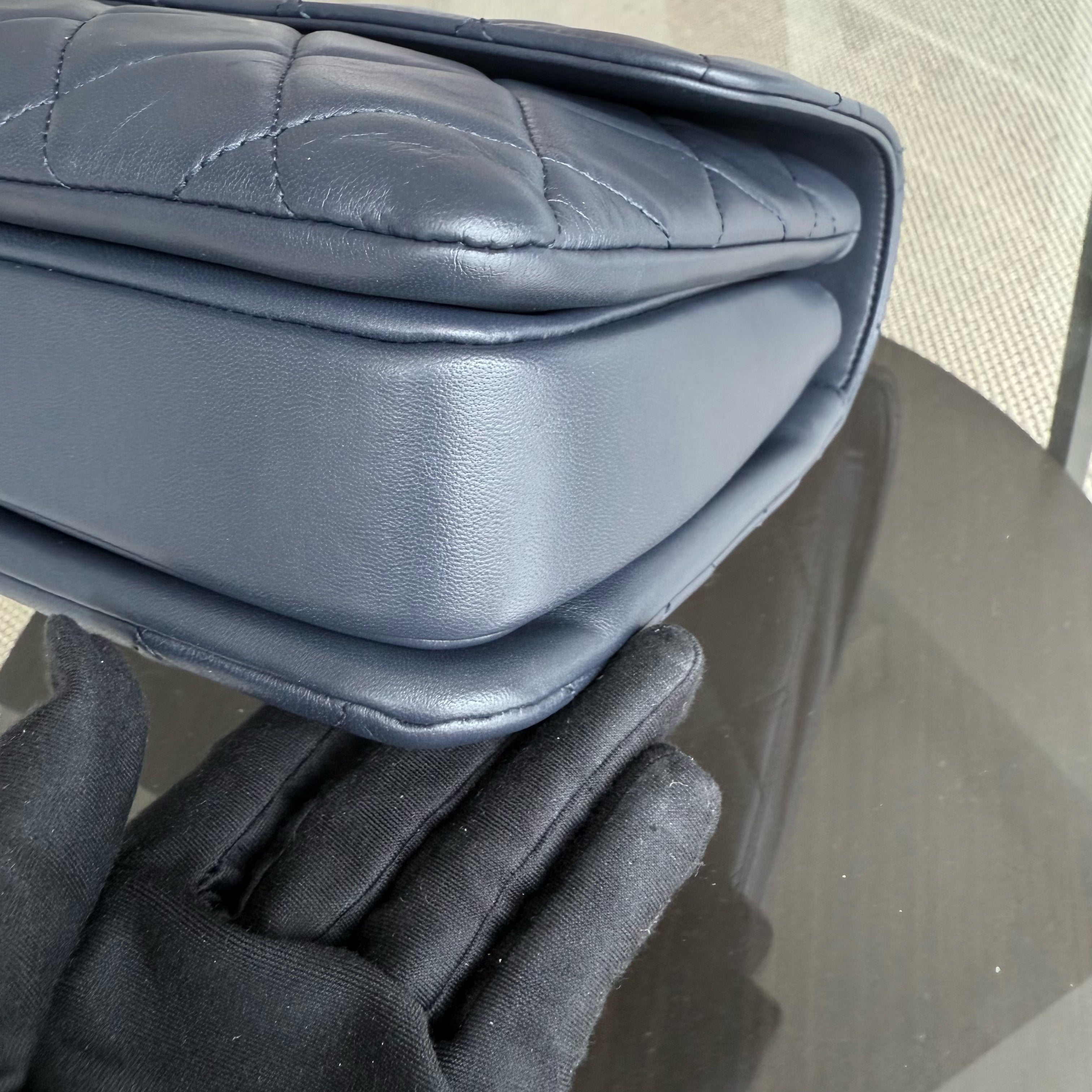 Chanel Trendy CC Large - Quilted Lambskin 30CM Navy Blue Gold Hardware Series 24