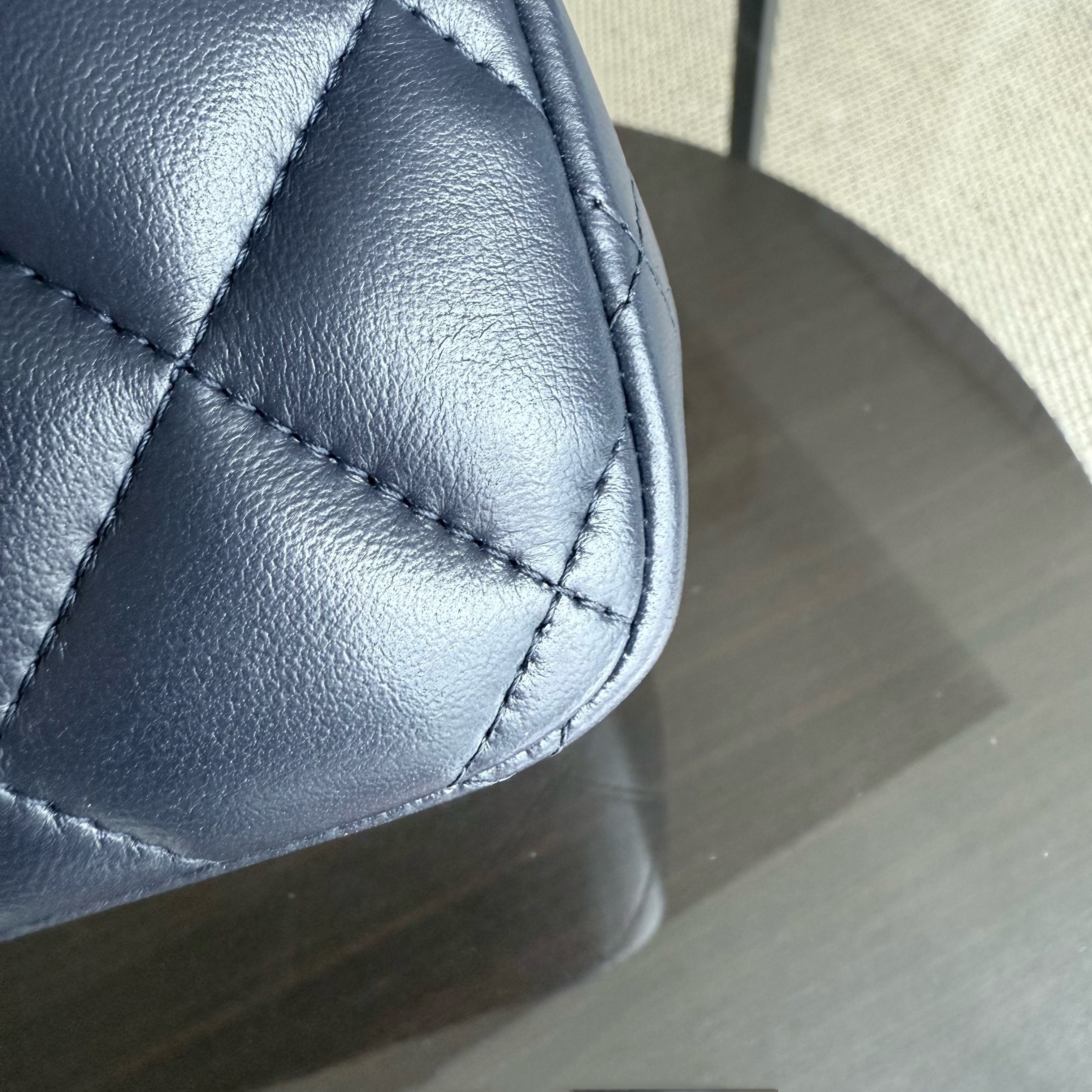 Chanel Classic Flap Jumbo - Double Flap 30CM Quilted Lambskin Dark Blue Gold Hardware Series 20