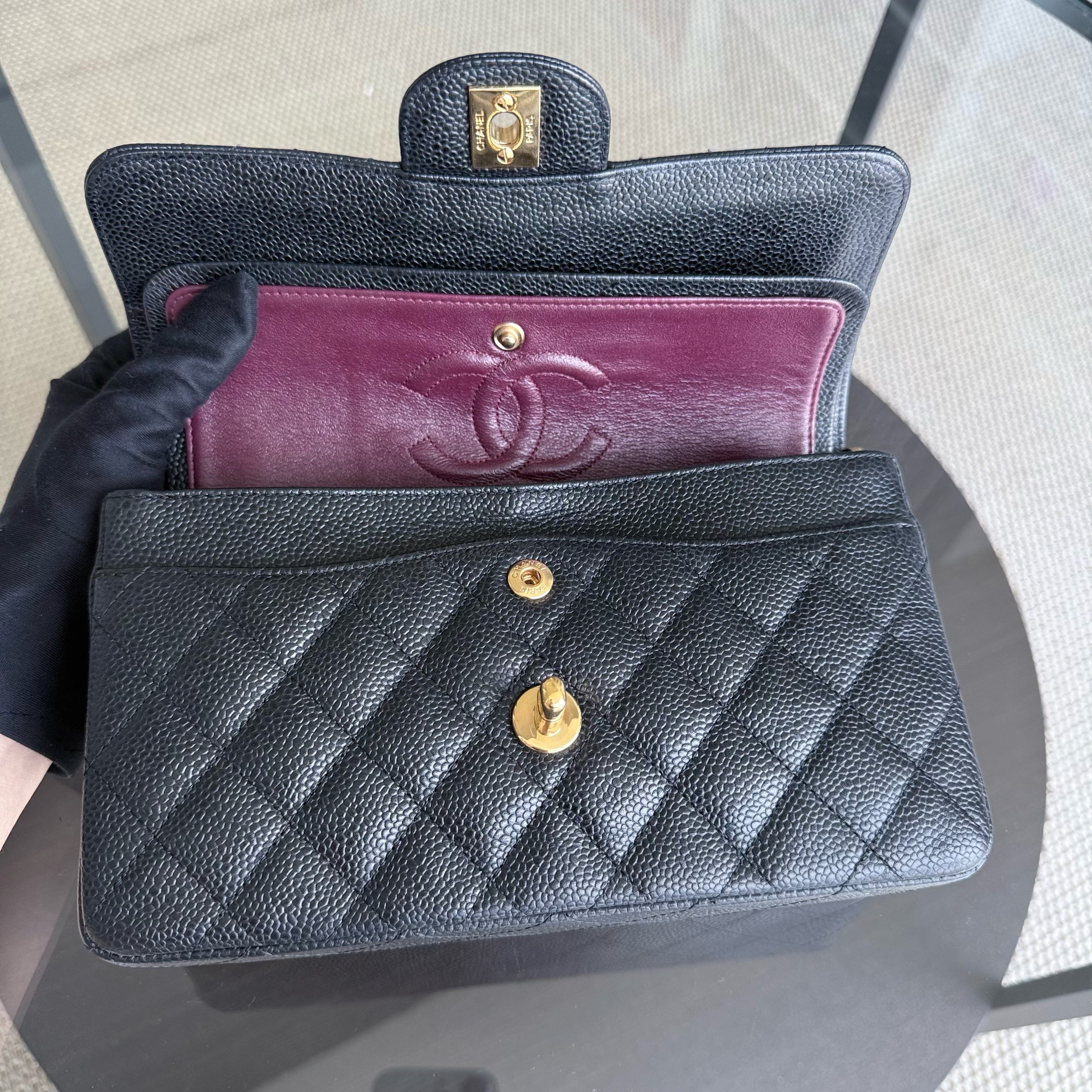 Chanel Classic Flap Small - Caviar 23CM Quilted Black Gold Hardware Series 16