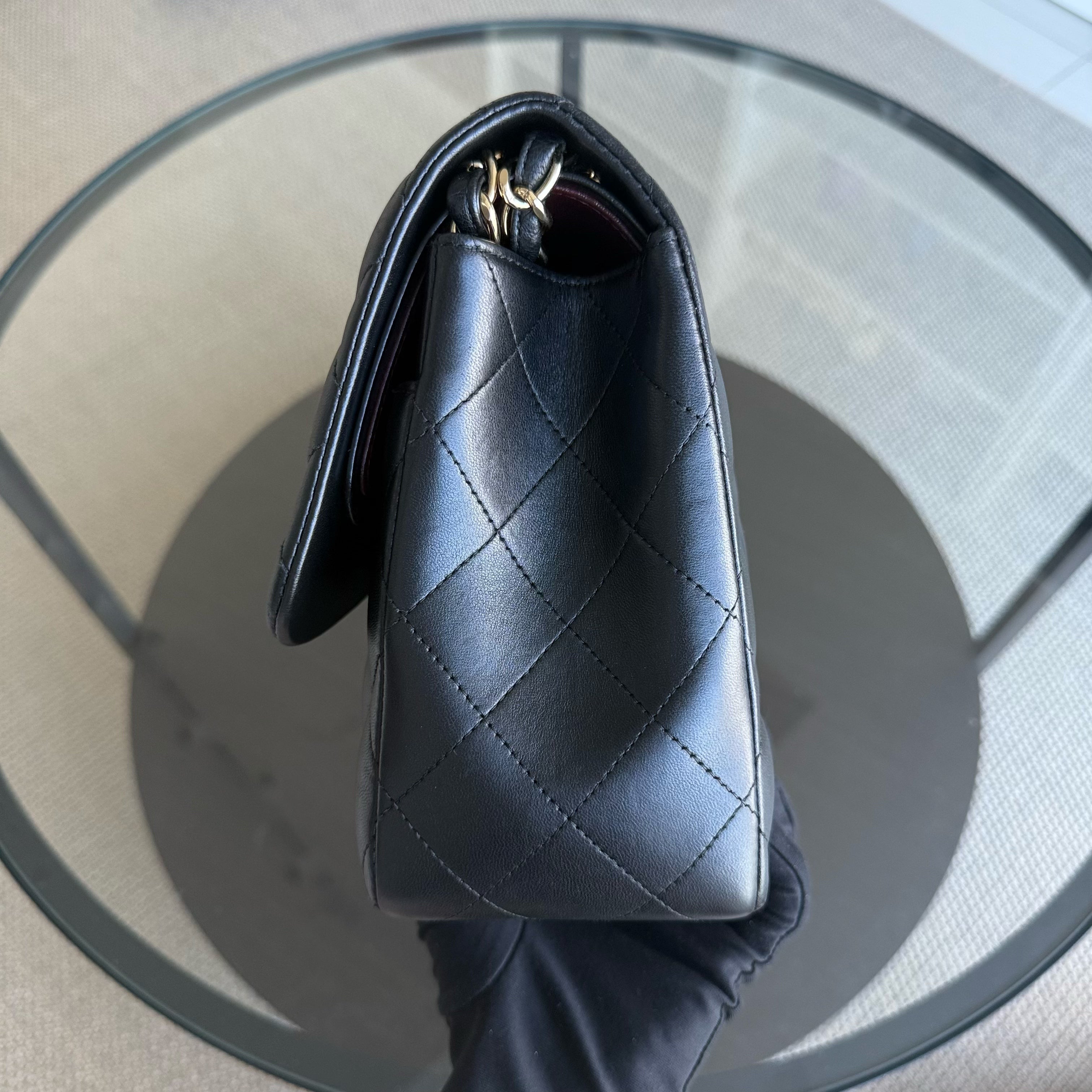Chanel Classic Flap Jumbo - Double Flap Quilted Lambskin Black Gold Hardware Series 19