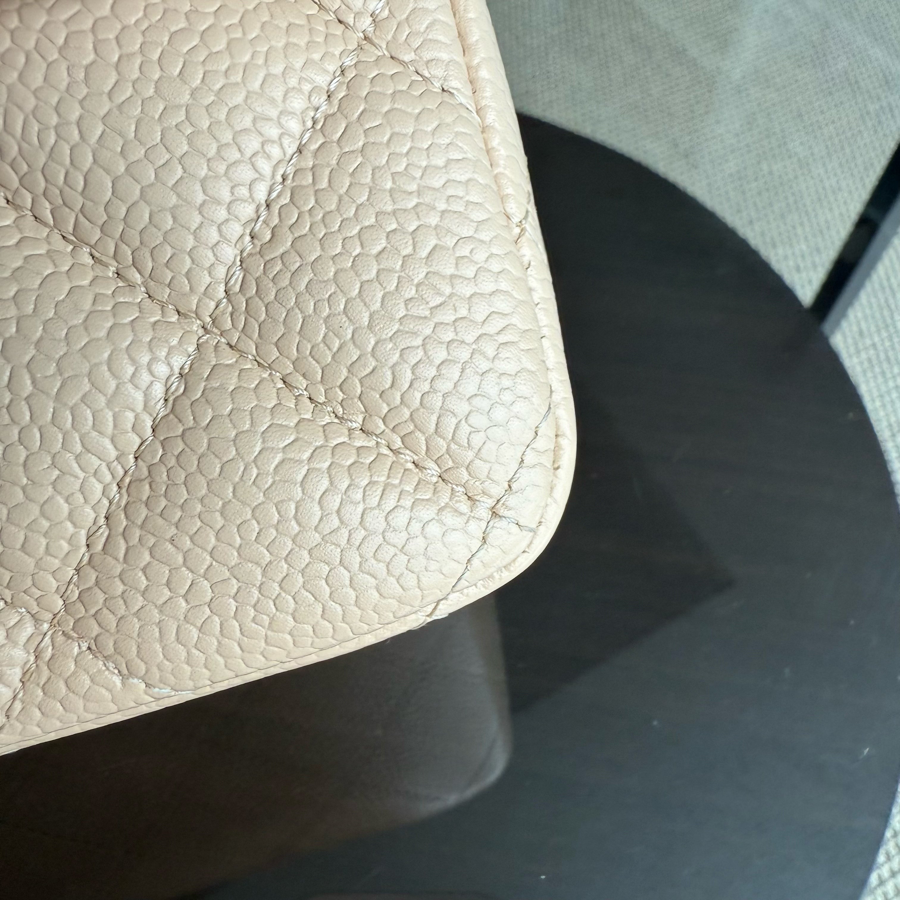 Chanel Classic Flap Jumbo - Caviar 30CM Single Flap Quilted Beige Gold Hardware Series 14