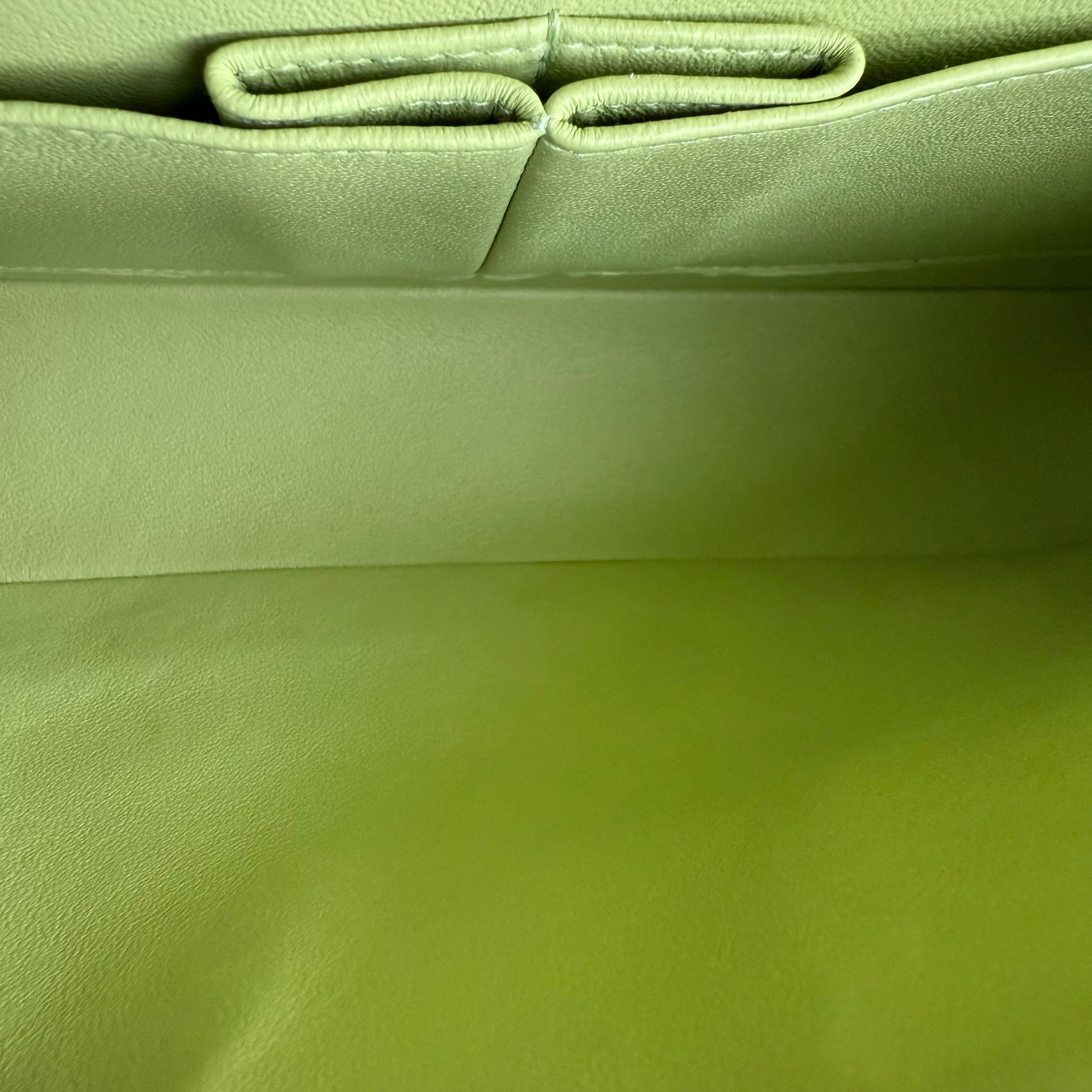 Chanel Classic Flap Medium - 25CM Quilted Lambskin Lime Silver Hardware Series 14