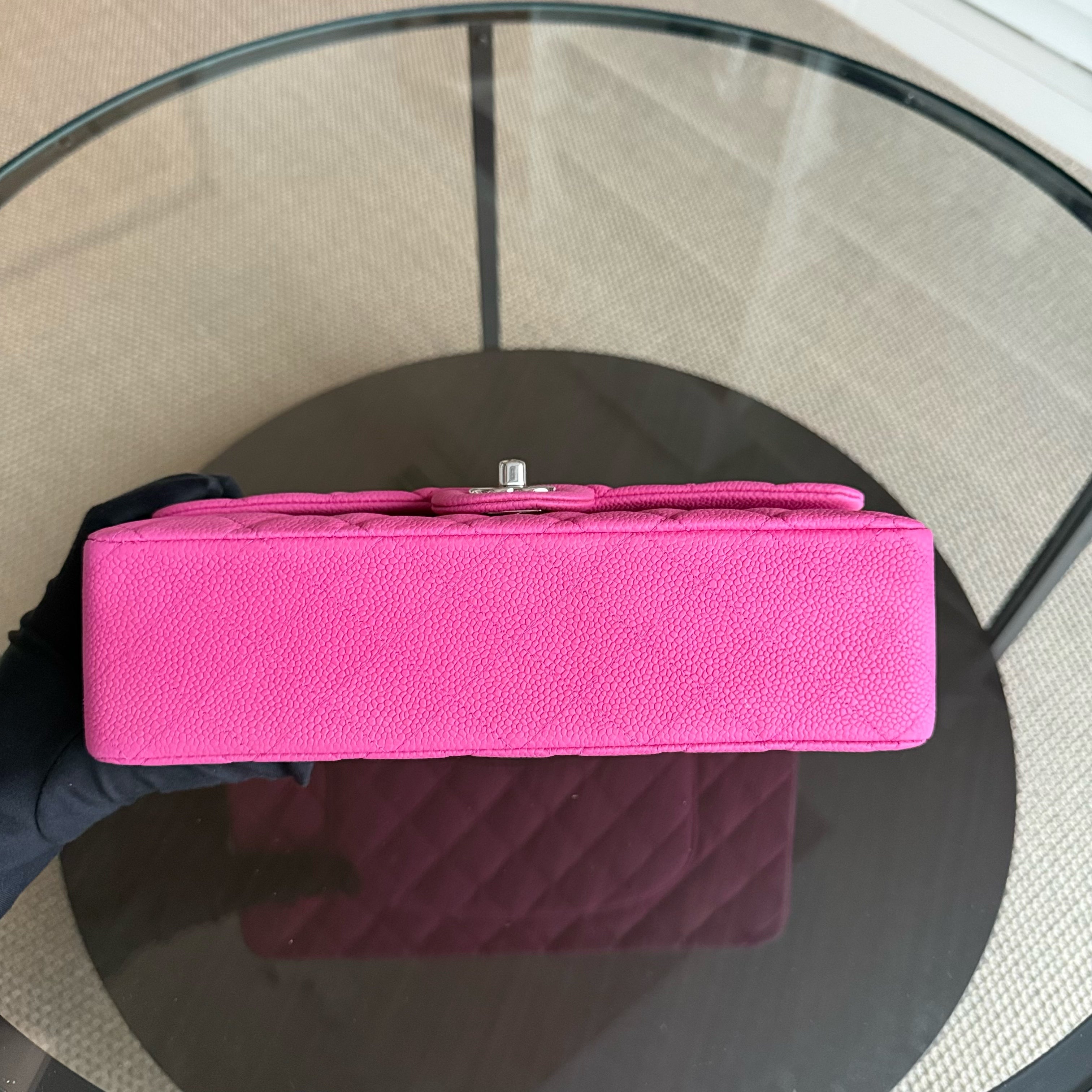 Chanel Classic Flap Medium - Caviar Iridescent 25CM Quilted Pink Silver Hardware Series 18