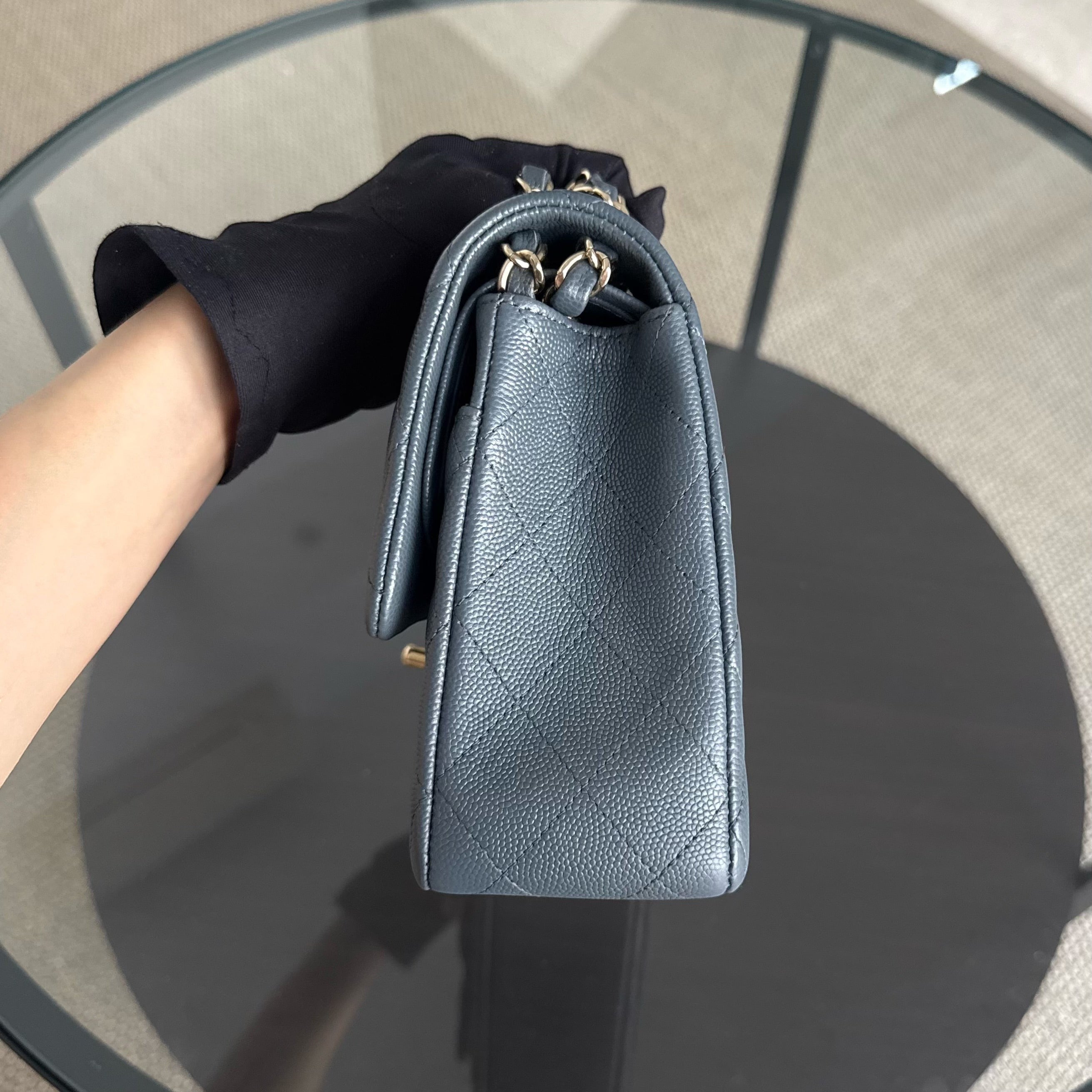 Chanel Classic Flap Medium - 25CM Quilted Caviar Dark Gray Gold Hardware Series 26