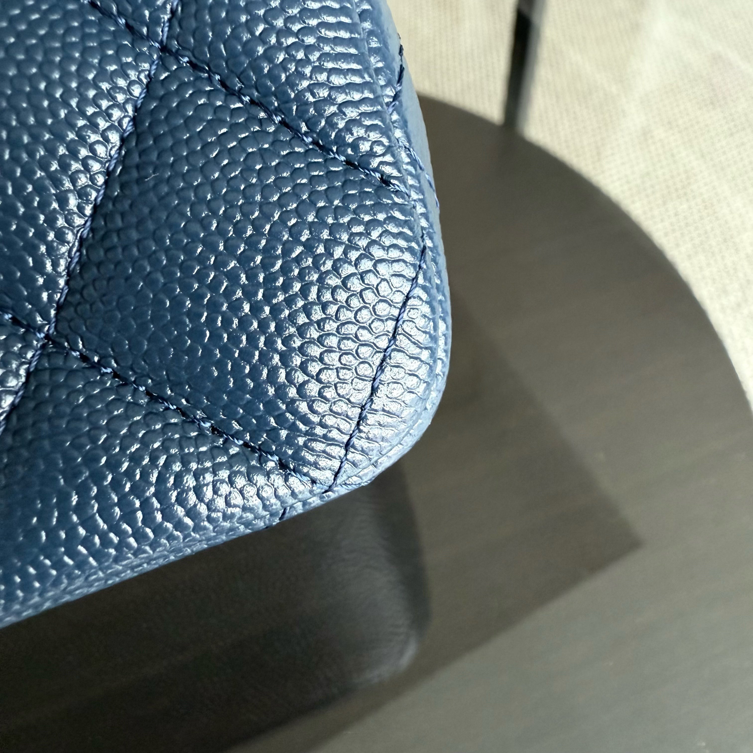 Chanel Classic Flap Medium - Caviar 25CM Quilted Dark Blue Light Gold Hardware Series 27