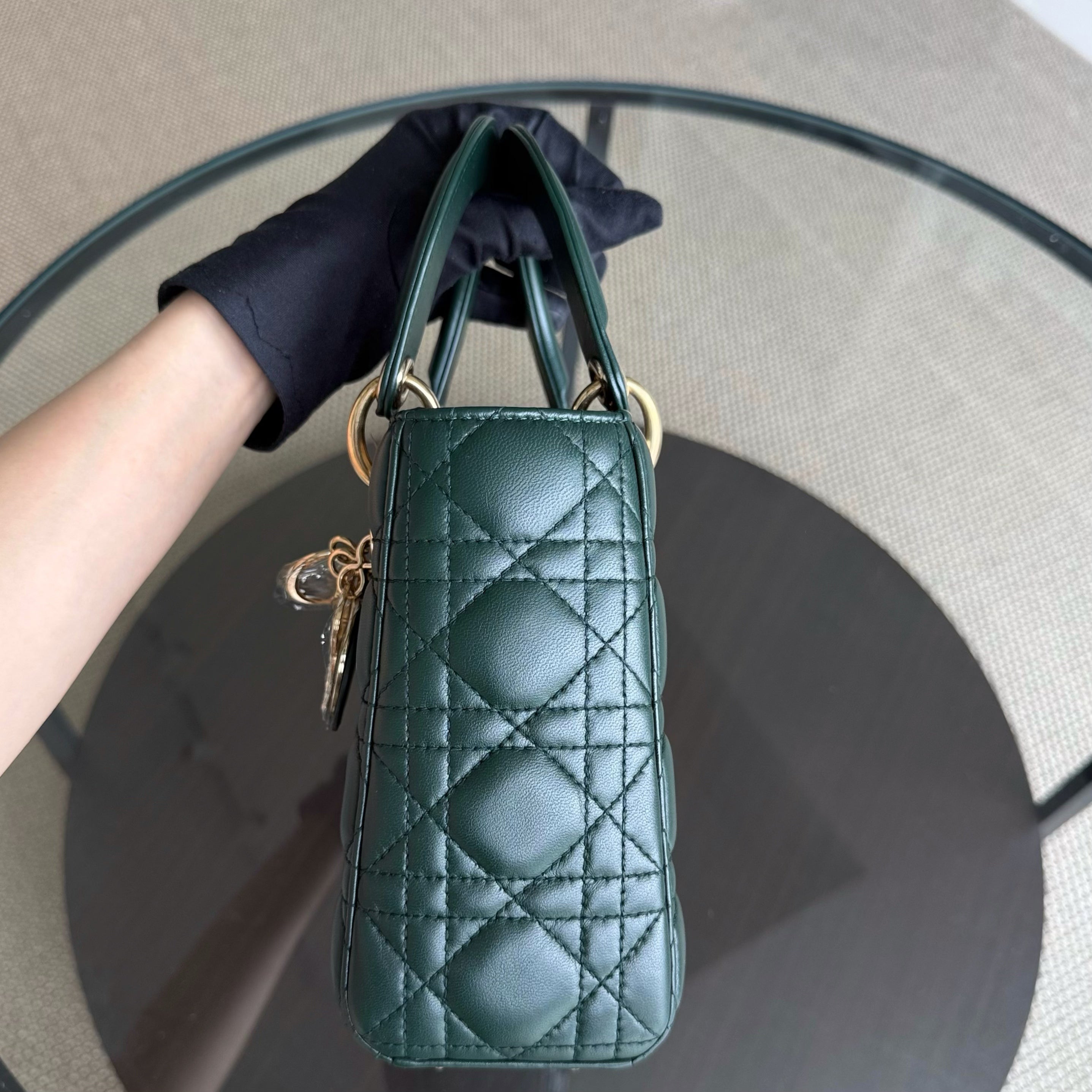 Dior Lady Small ABC - Cannage Lambskin Dark Green Gold Hardware MyABC