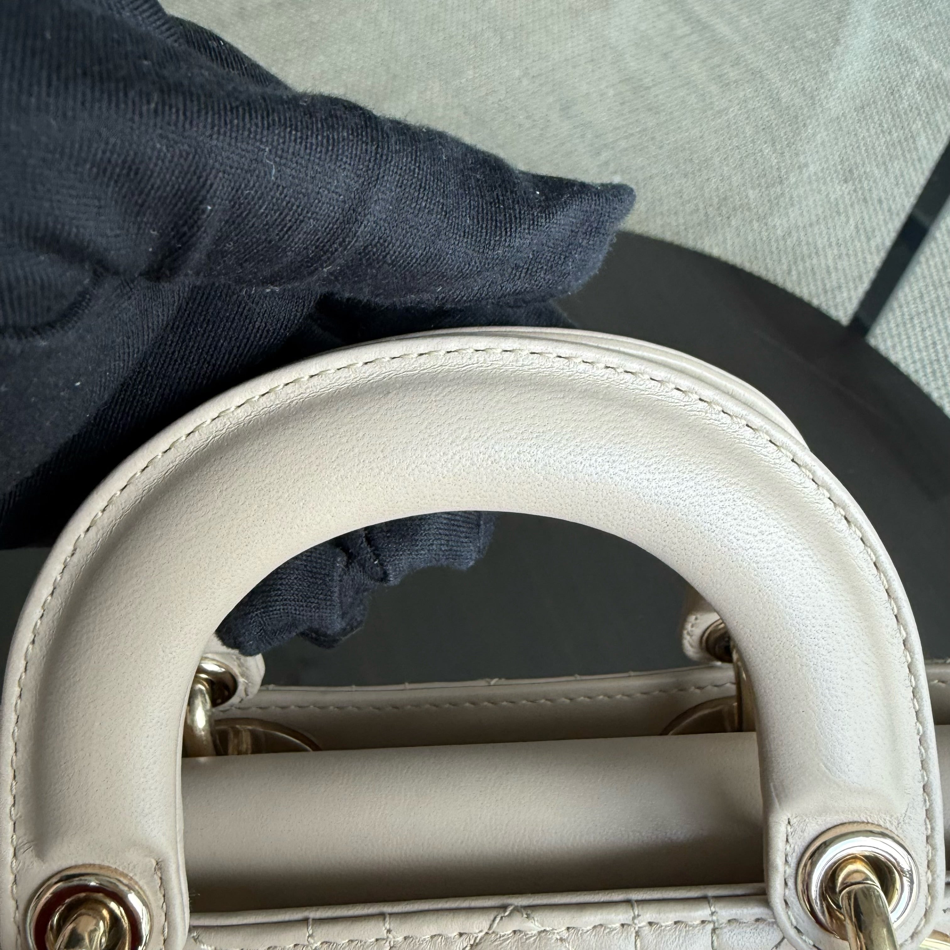 Dior Lady D-Joy Small - Cannage Lambskin Beige Gold Hardware Single Strap