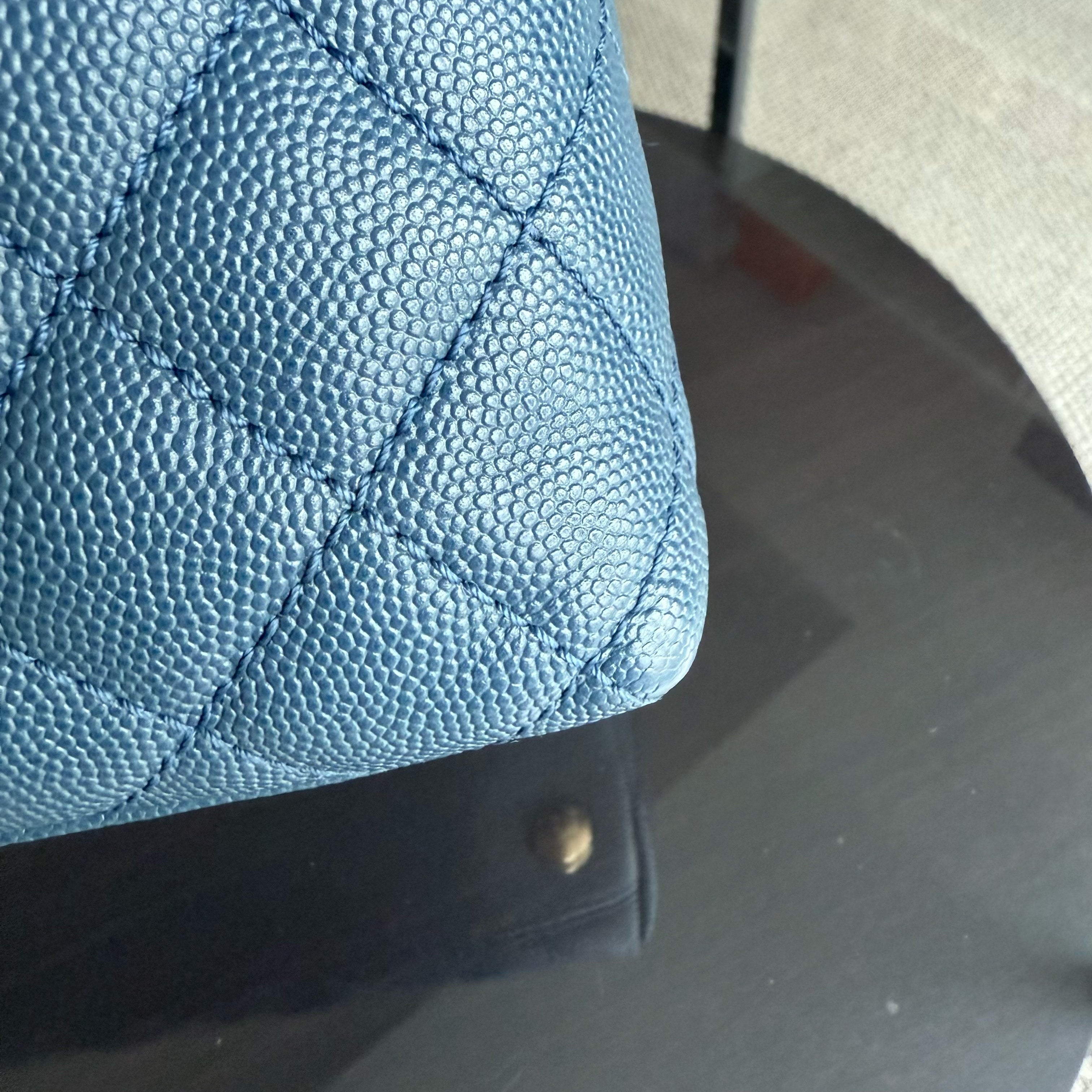 Chanel Coco Handle Medium - Caviar Quilted Blue Grained Calfskin Gold Hardware Series 24