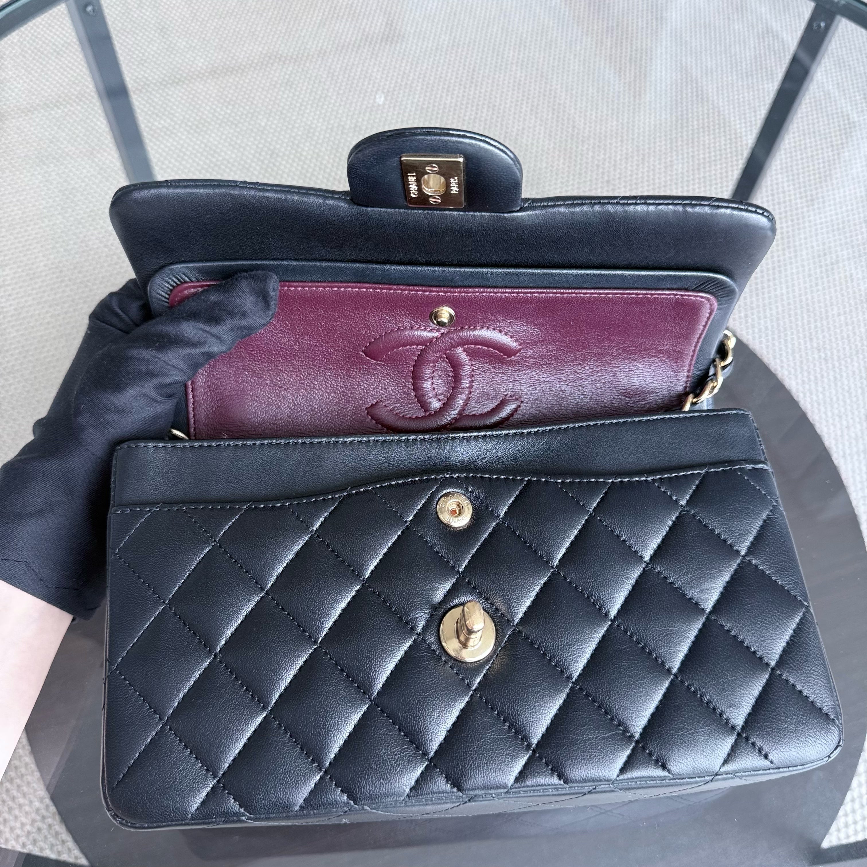 Chanel Classic Flap Small - 23CM Quilted Lambskin Black Gold Hardware Series 30