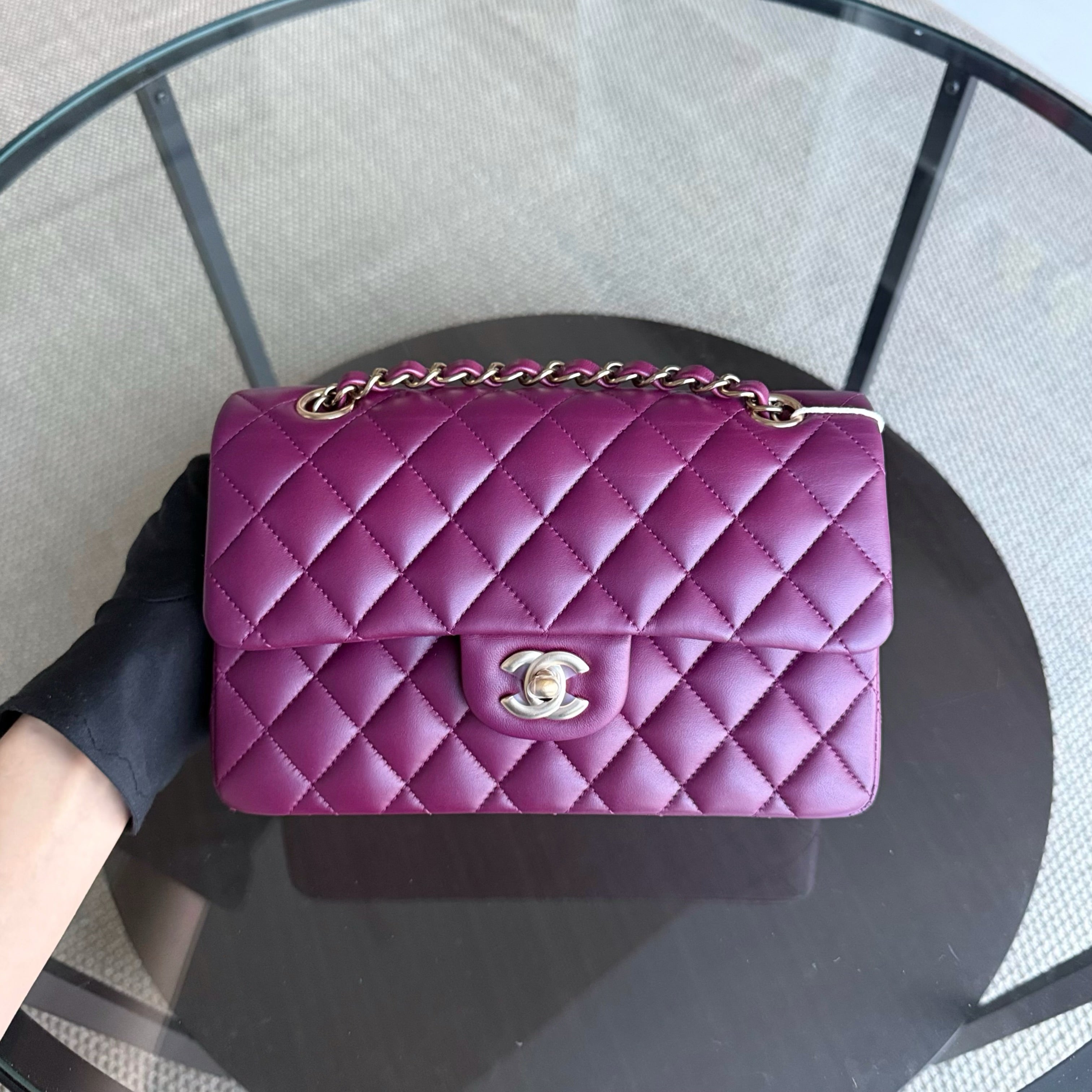 Chanel Classic Flap Small - Lambskin 23CM Quilted Purple Gold Hardware Microchip