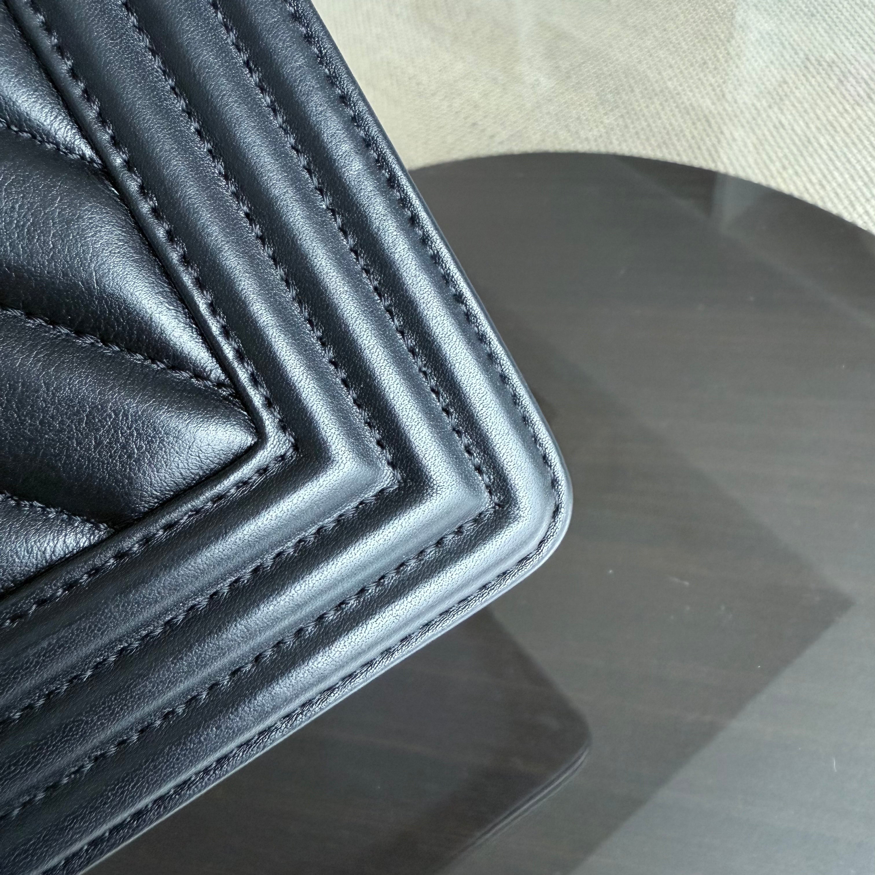 Chanel Boy Medium - 25CM Chevron Calfskin Black Ruthenium Silver Hardware