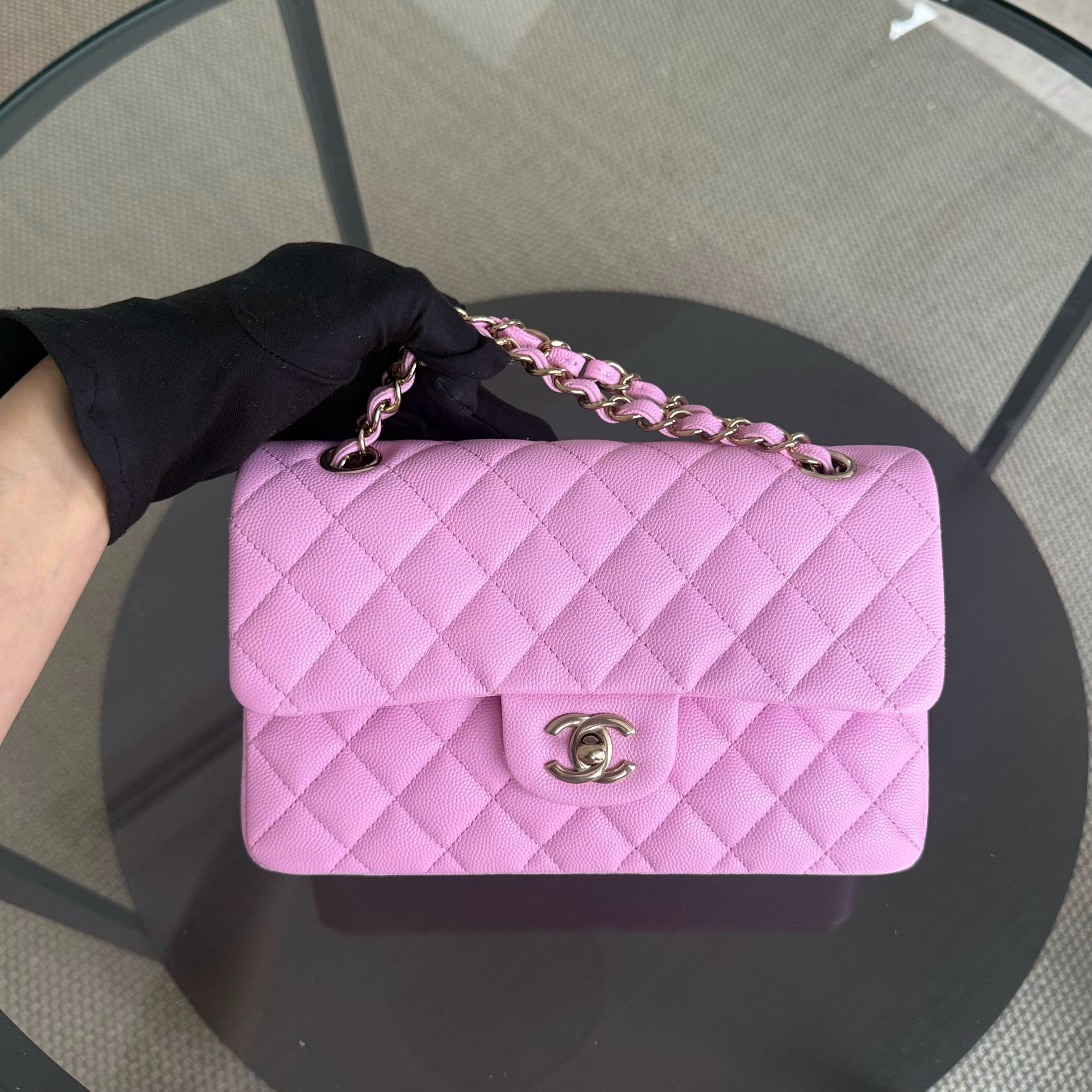 Chanel Classic Flap Small - Caviar 23CM Quilted Barbie Pink Light Gold Hardware Microchip