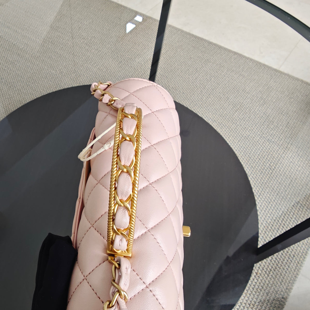 Chanel Classic Flap Mini Top Handle -Quilted Lambskin Gold Hardware Microchip